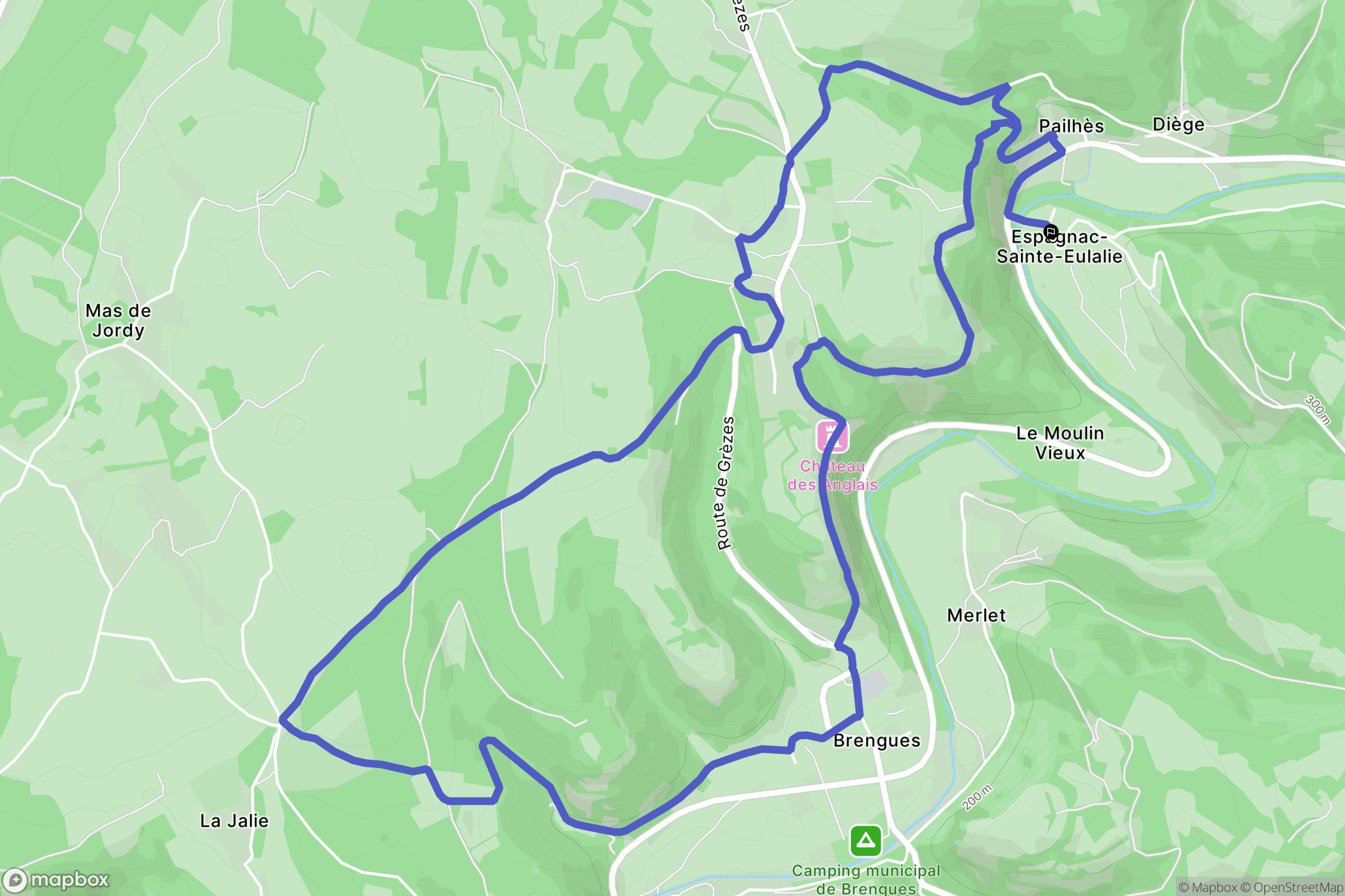 Espagnac-Sainte-Eulalie : carte du parcours de randonnée - France