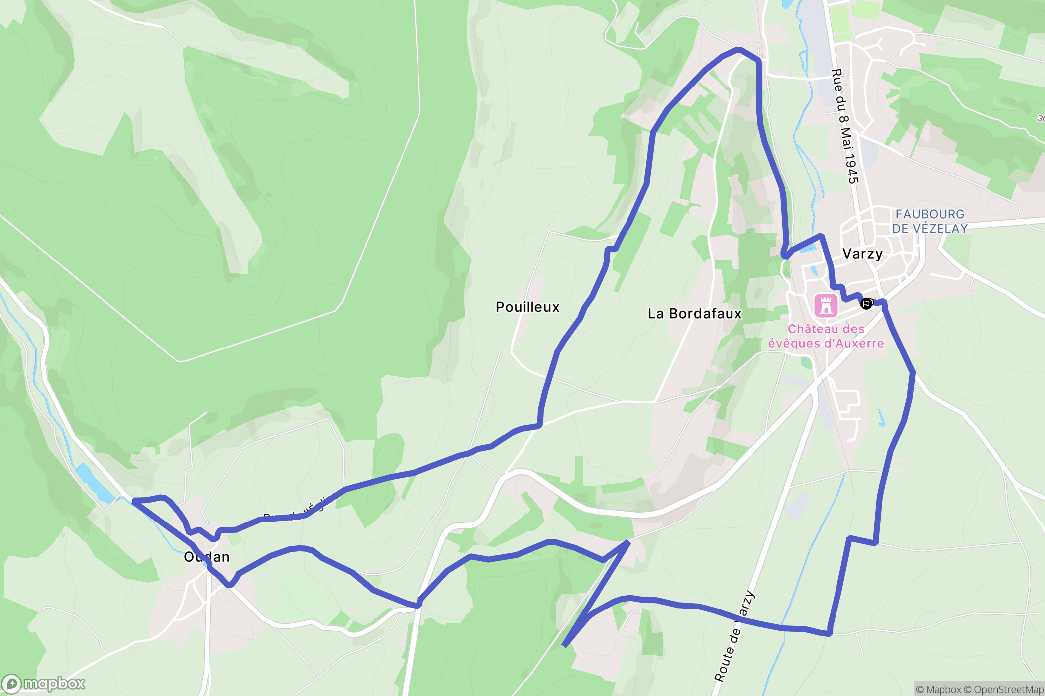 Varzy : carte du parcours de randonnée - France