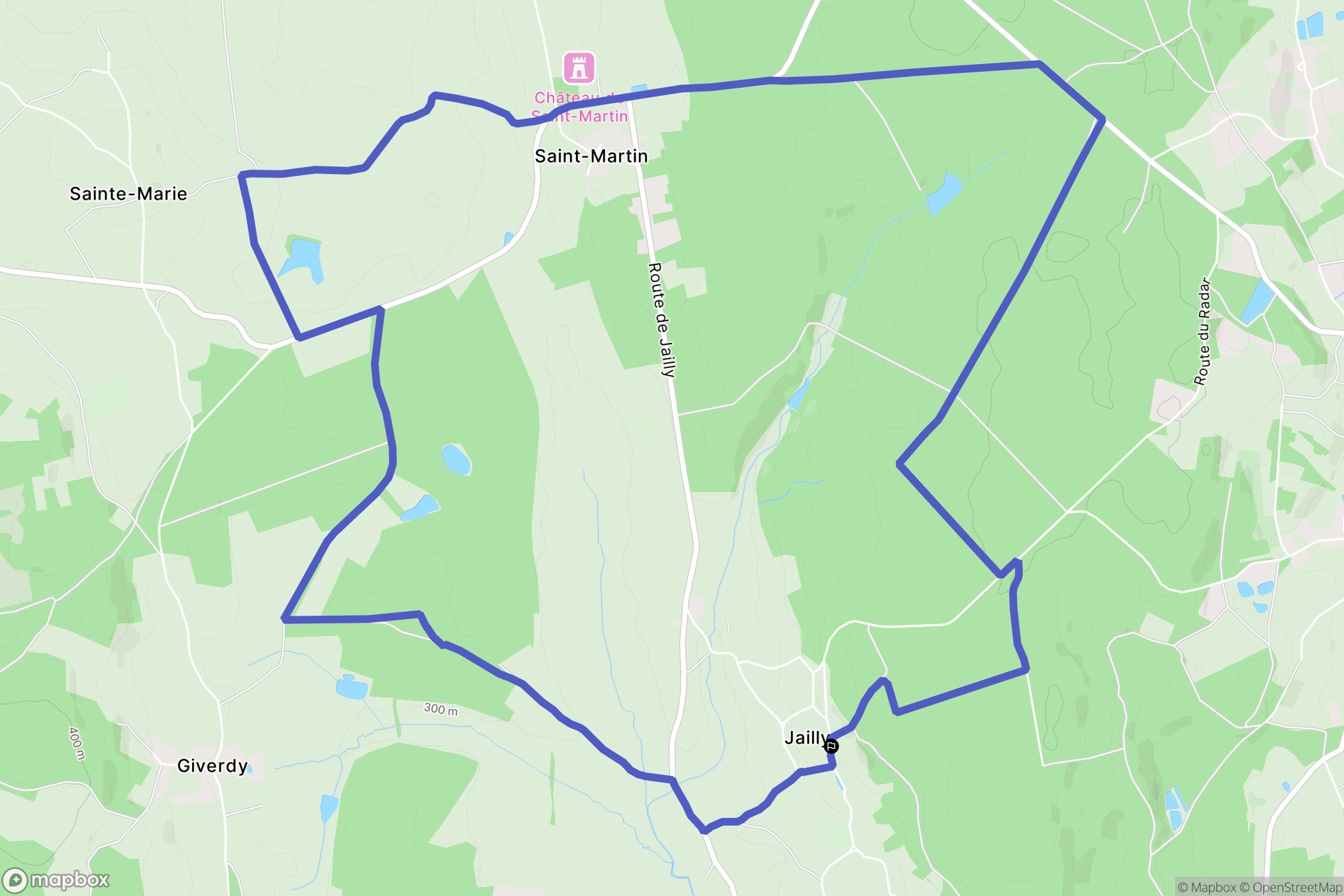 Jailly : carte du parcours de randonnée - France