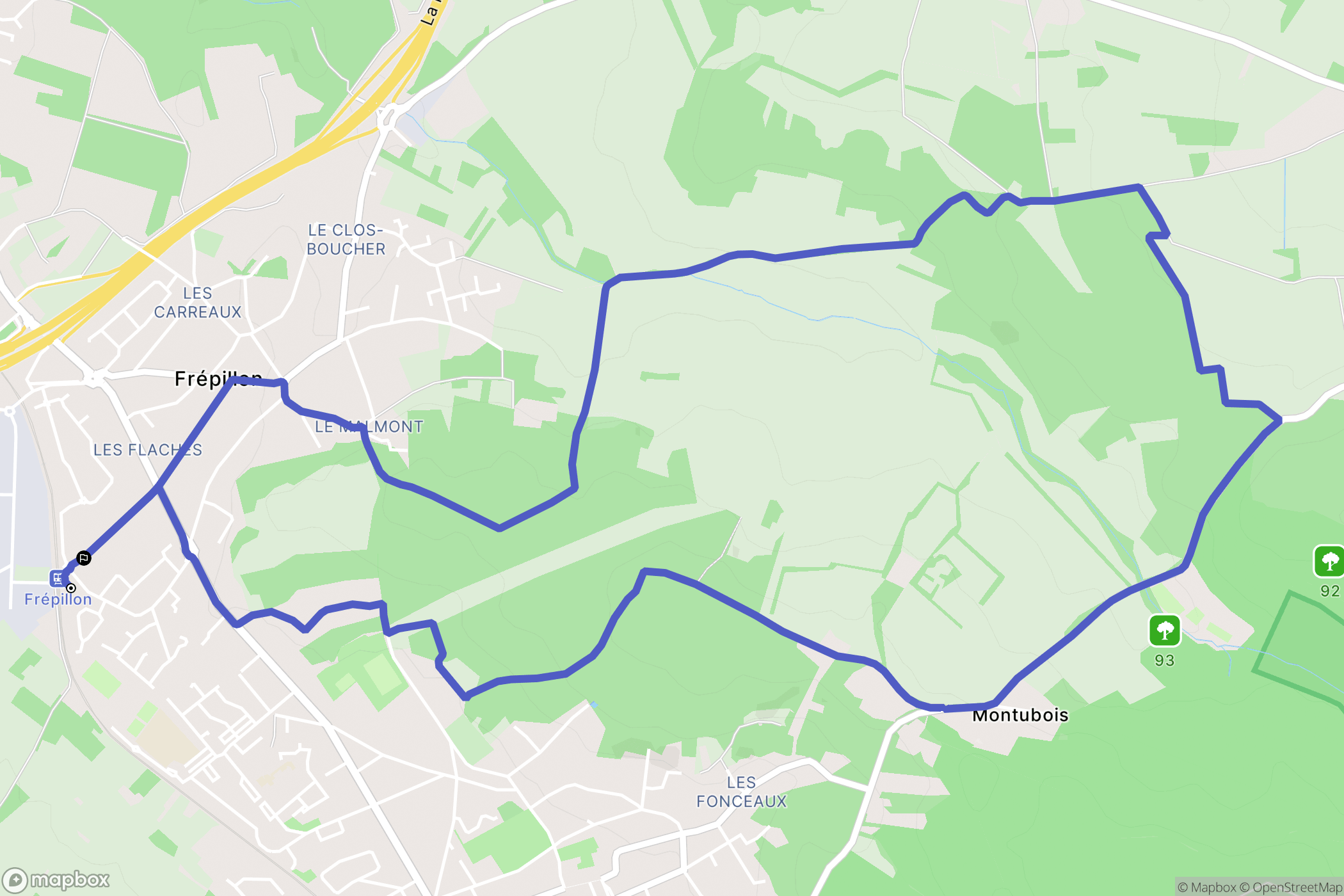Frépillon : carte du parcours de randonnée - France