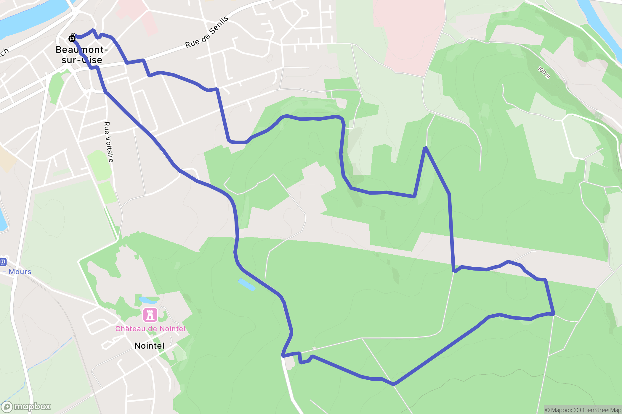 Beaumont-sur-Oise : carte du parcours de randonnée - France