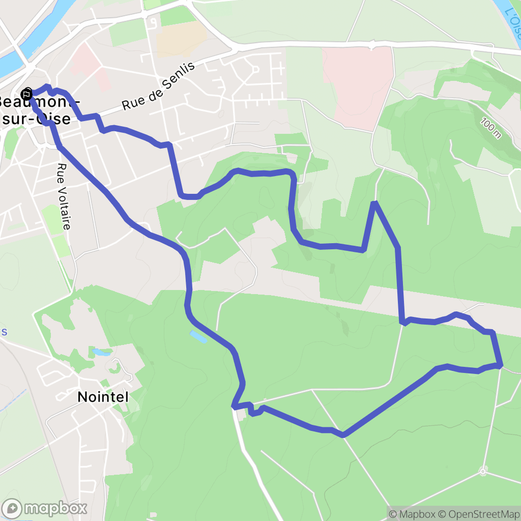 Beaumont-sur-Oise : carte du parcours de randonnée - France