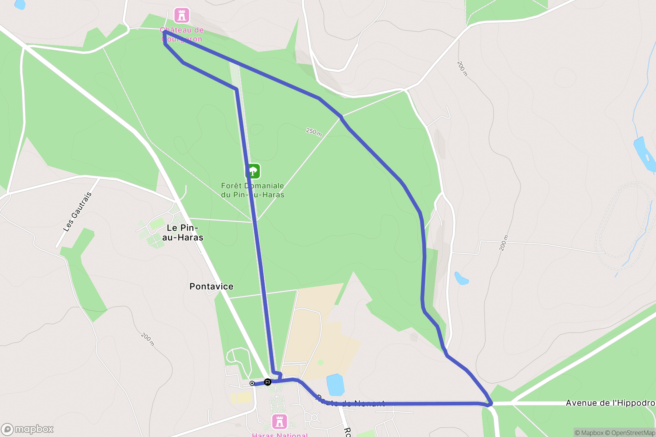 Le Pin-au-Haras : carte du parcours de randonnée - France