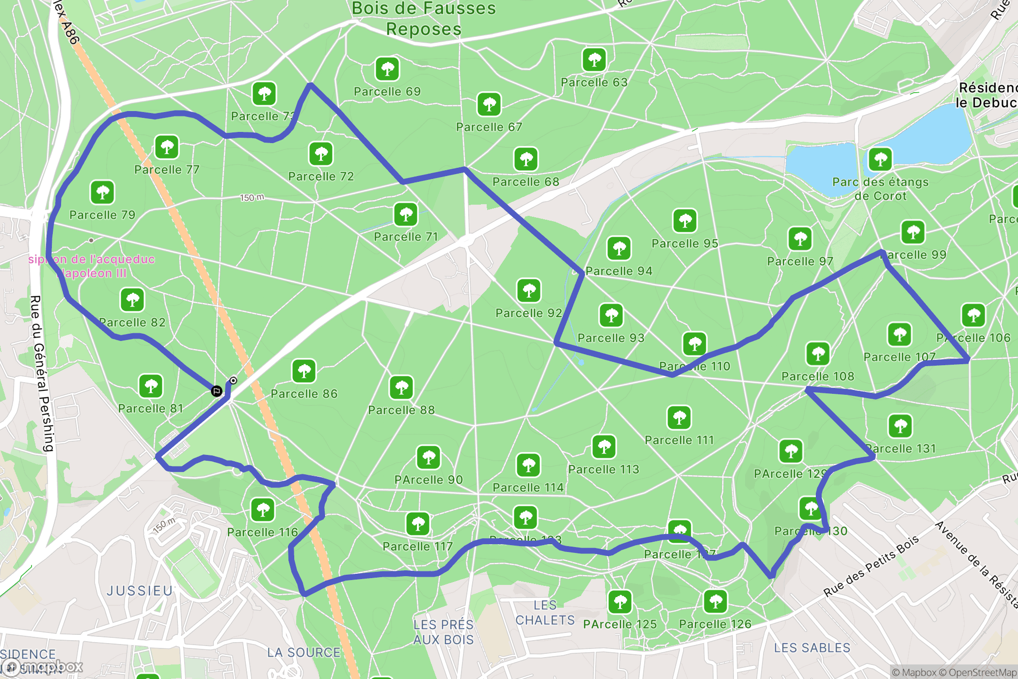 Parc de Picardie, Versailles : carte du parcours de randonnée - France