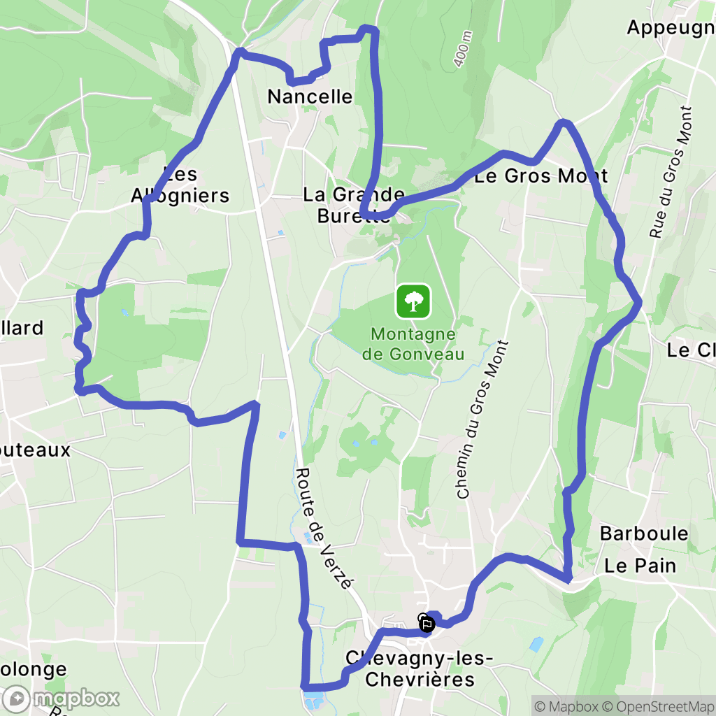 Chevagny-les-Chevrières : carte du parcours de randonnée - France