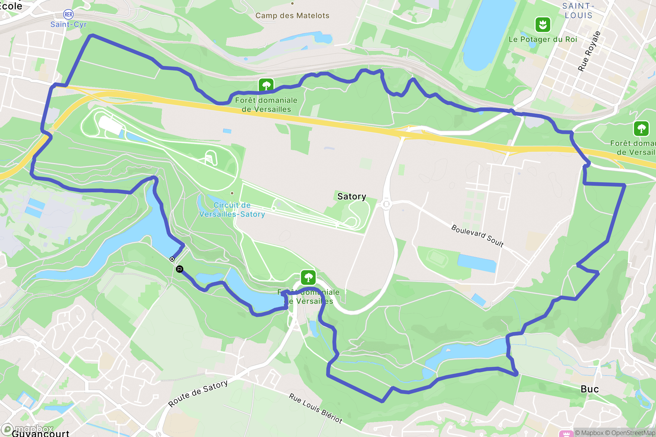 Guyancourt : carte du parcours de randonnée - France