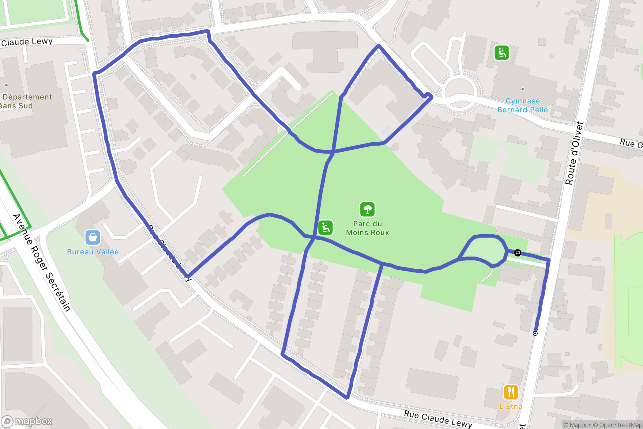 Orléans : carte du parcours de randonnée - France