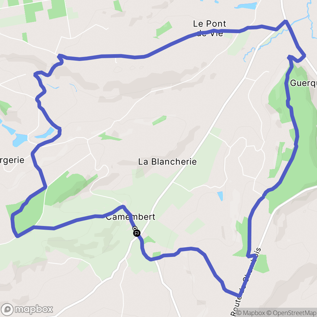Camembert : carte du parcours de randonnée - France