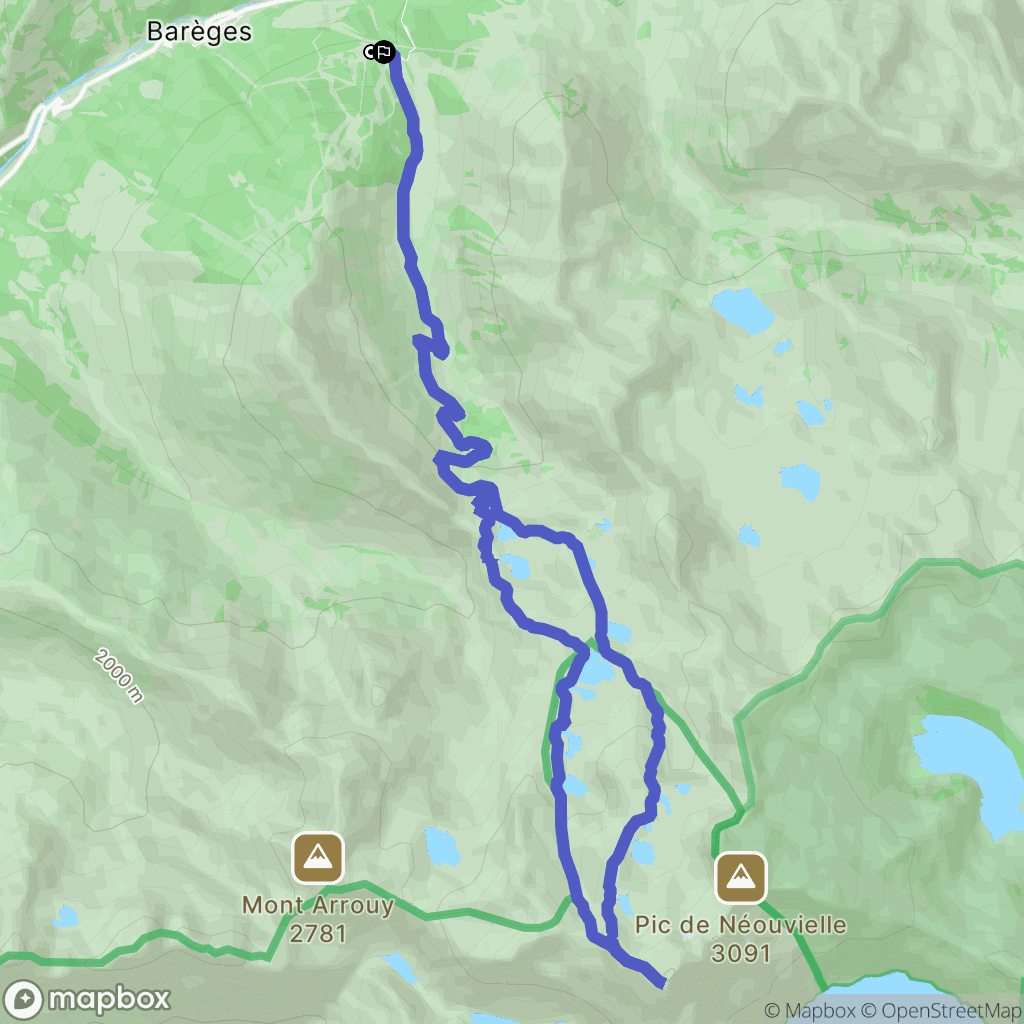 Barèges : carte du parcours de randonnée - France