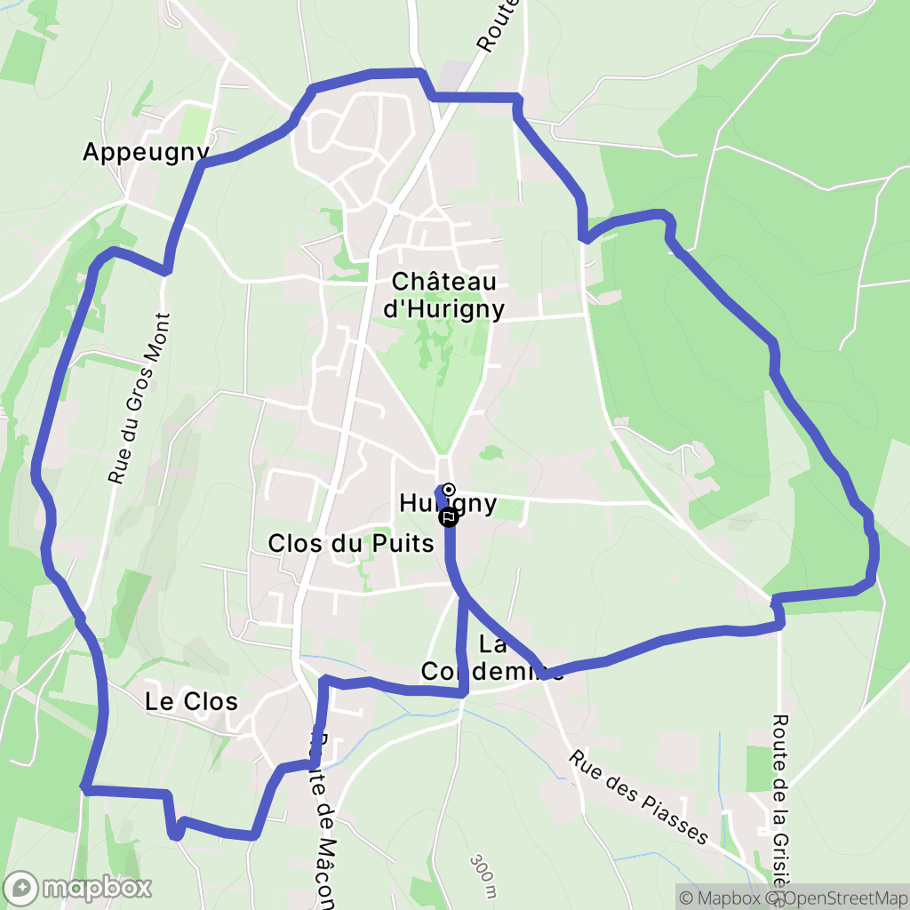 Hurigny : carte du parcours de randonnée - France