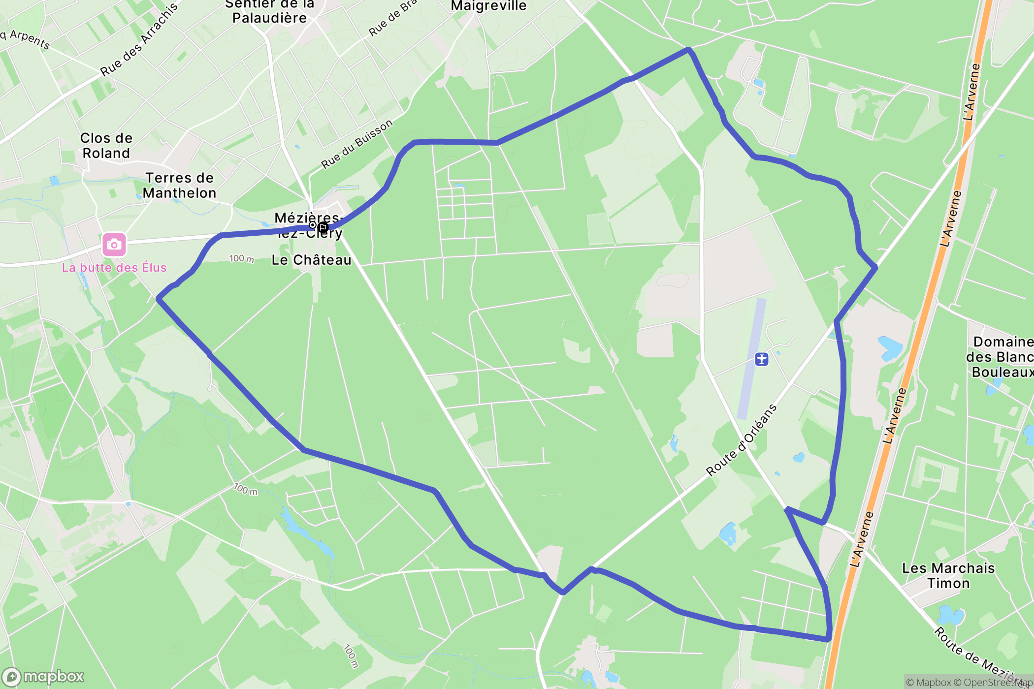 Mézières-lez-Cléry : carte du parcours de randonnée - France