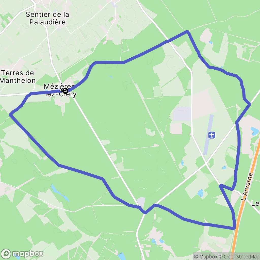 Mézières-lez-Cléry : carte du parcours de randonnée - France