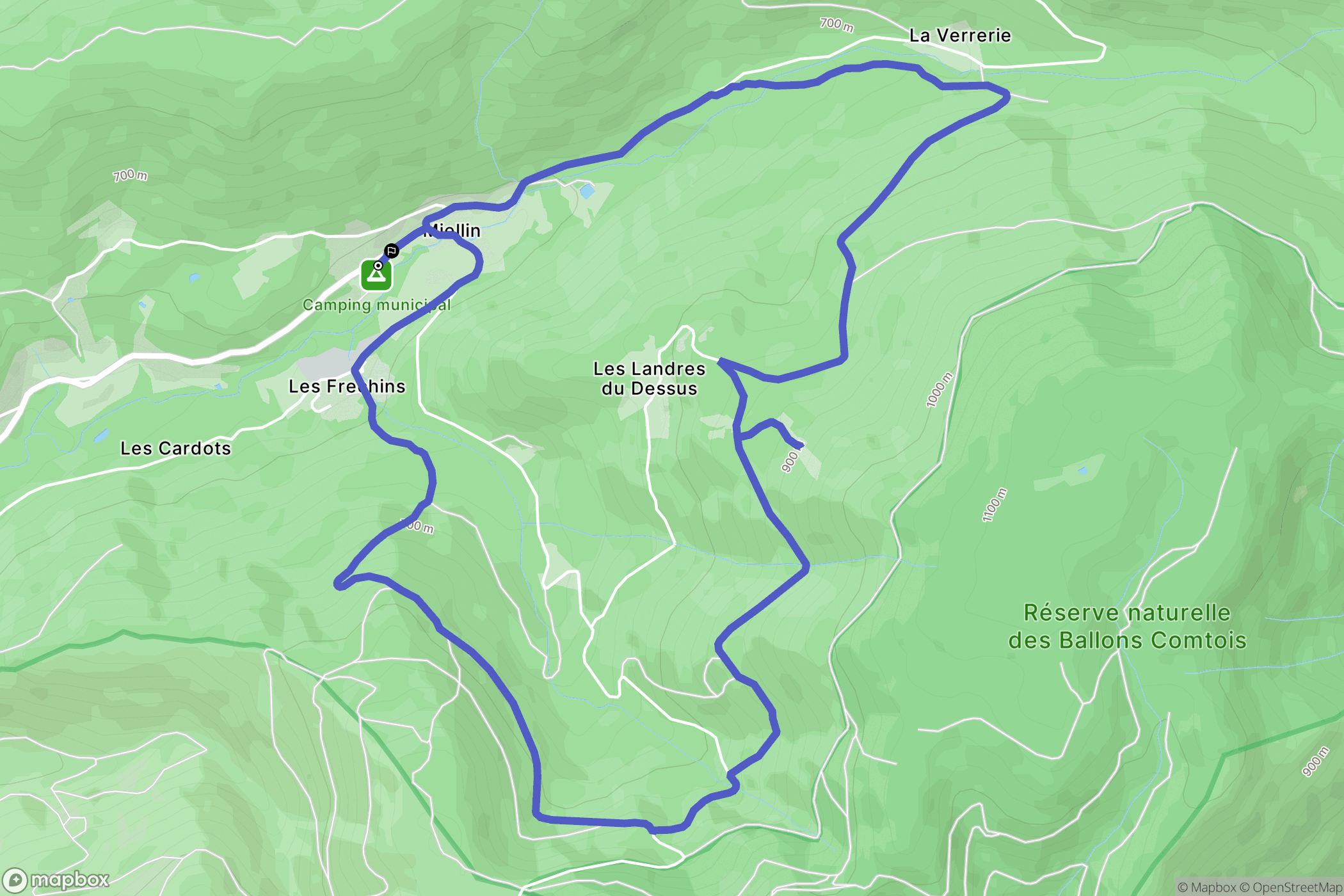 Servance-Miellin : carte du parcours de randonnée - France