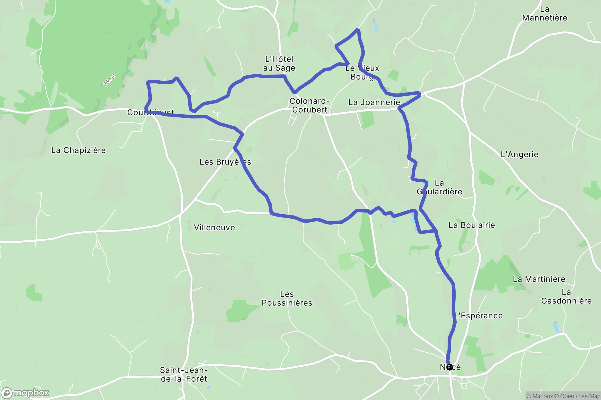 Perche-en-Nocé : carte du parcours de randonnée - France