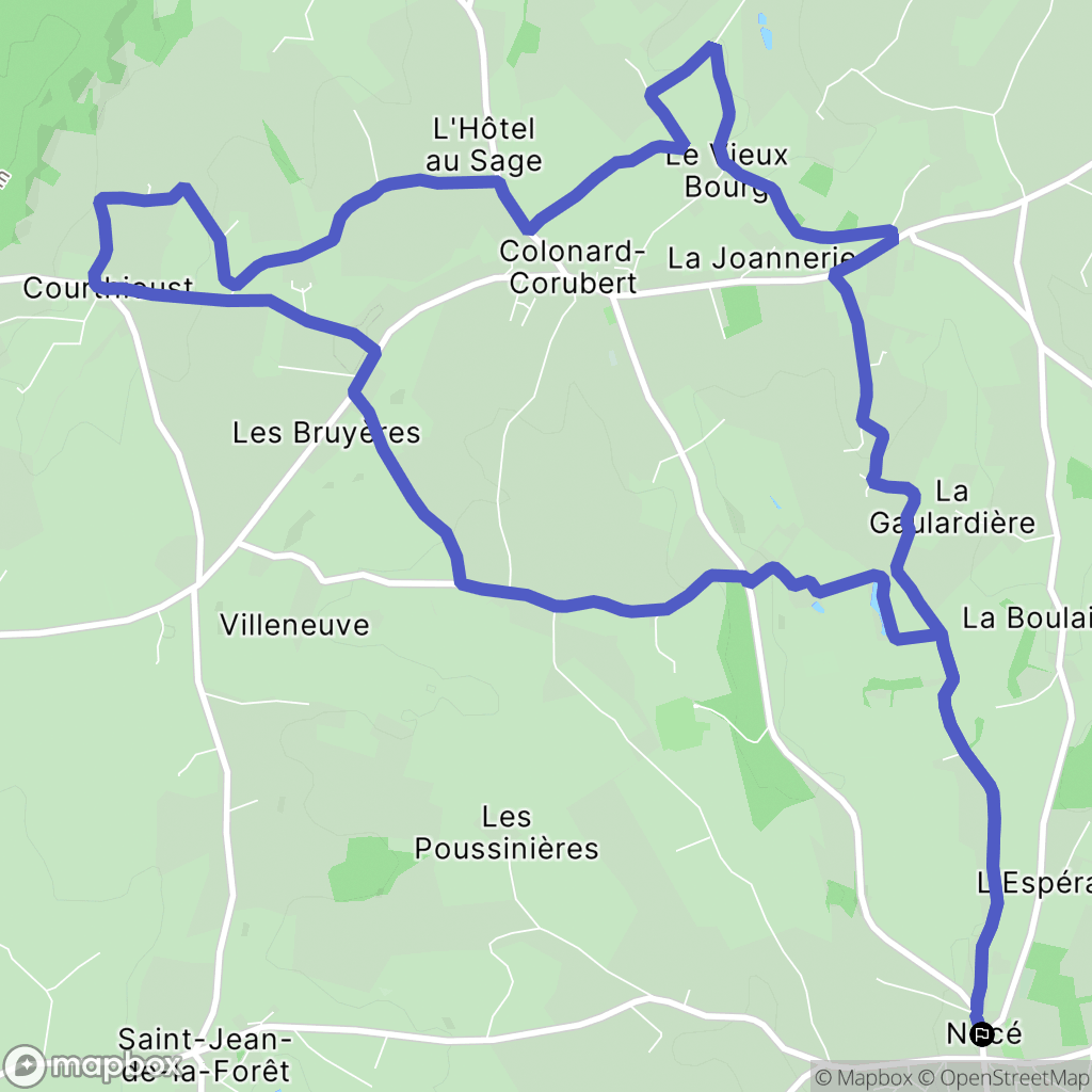 Perche-en-Nocé : carte du parcours de randonnée - France