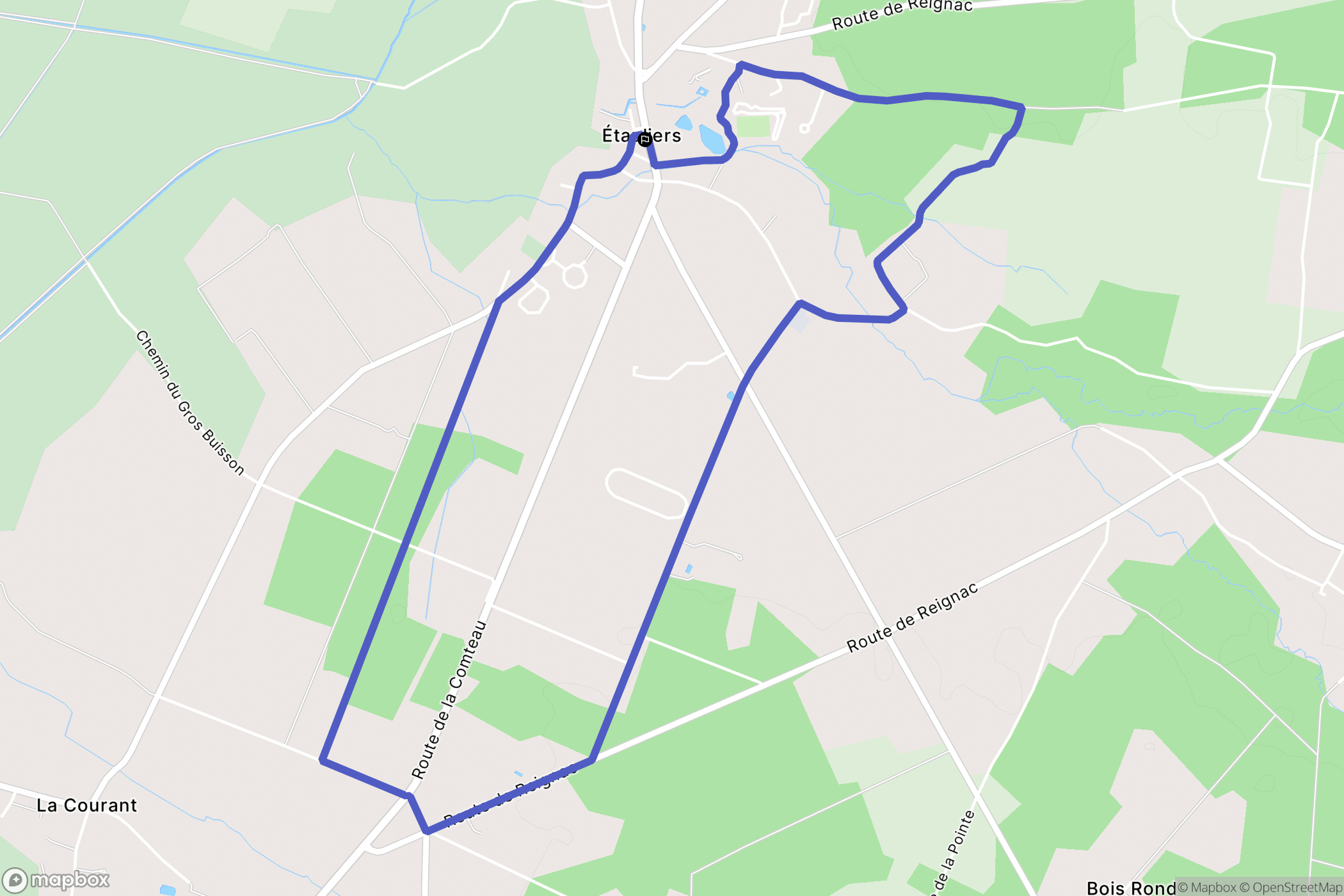 Étauliers : carte du parcours de randonnée - France