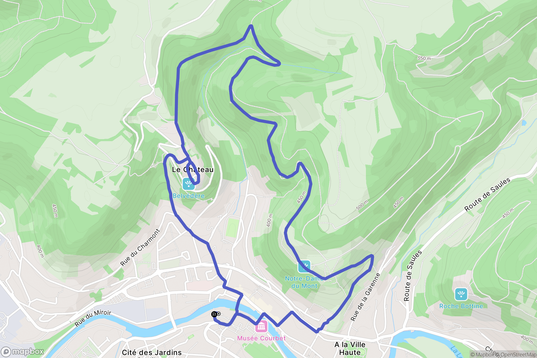 Ornans : carte du parcours de randonnée - France
