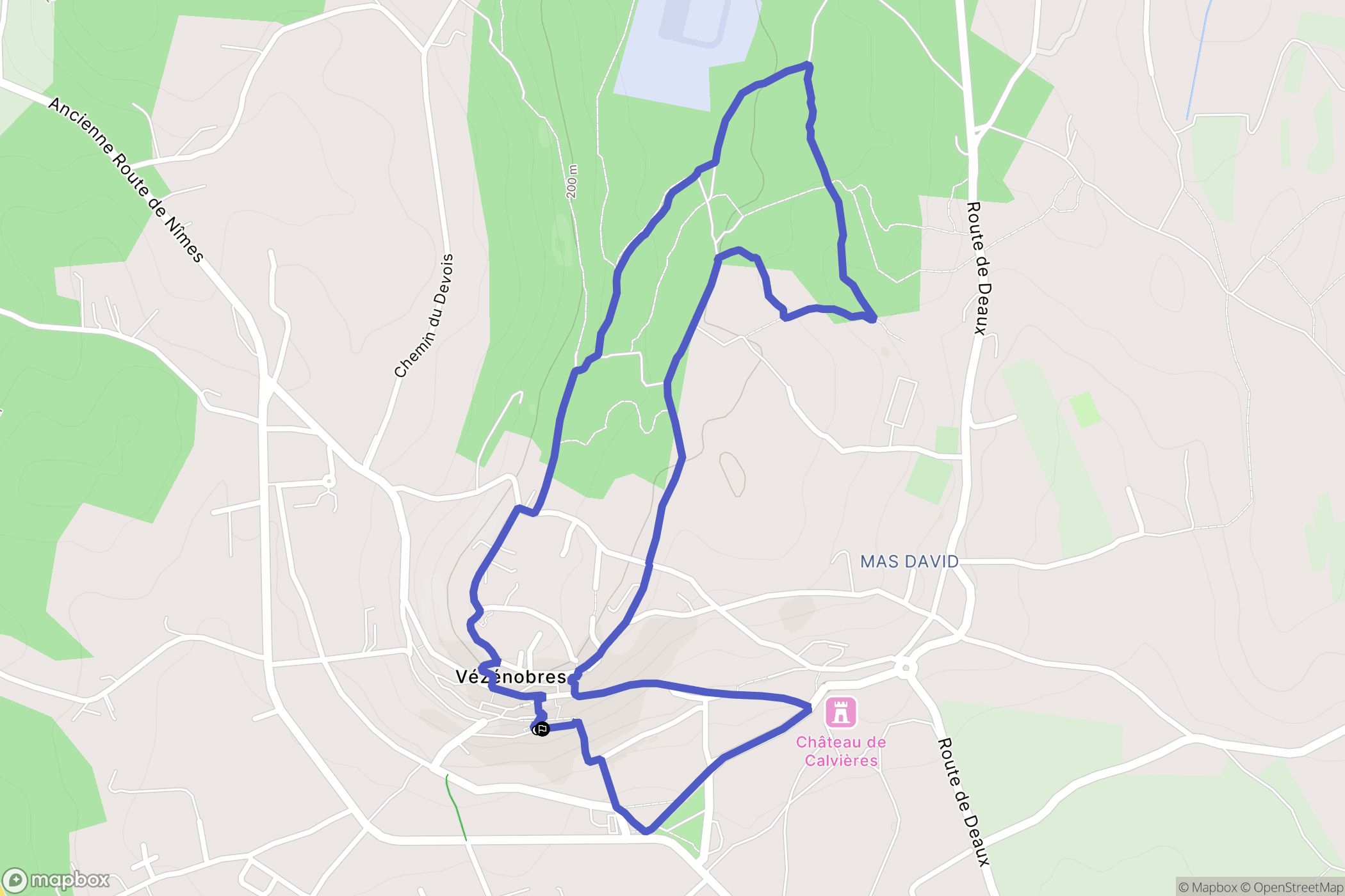Vézénobres : carte du parcours de randonnée - France