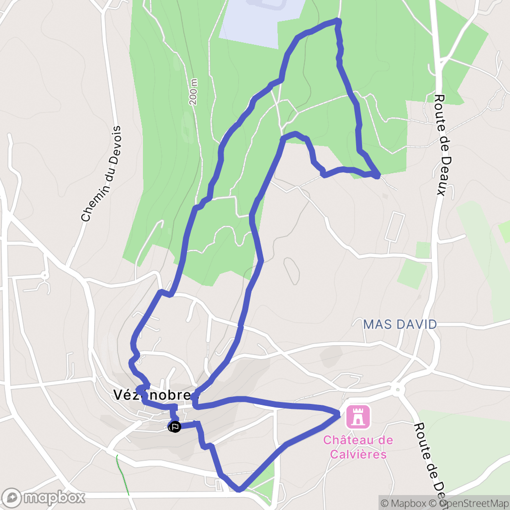 Vézénobres : carte du parcours de randonnée - France