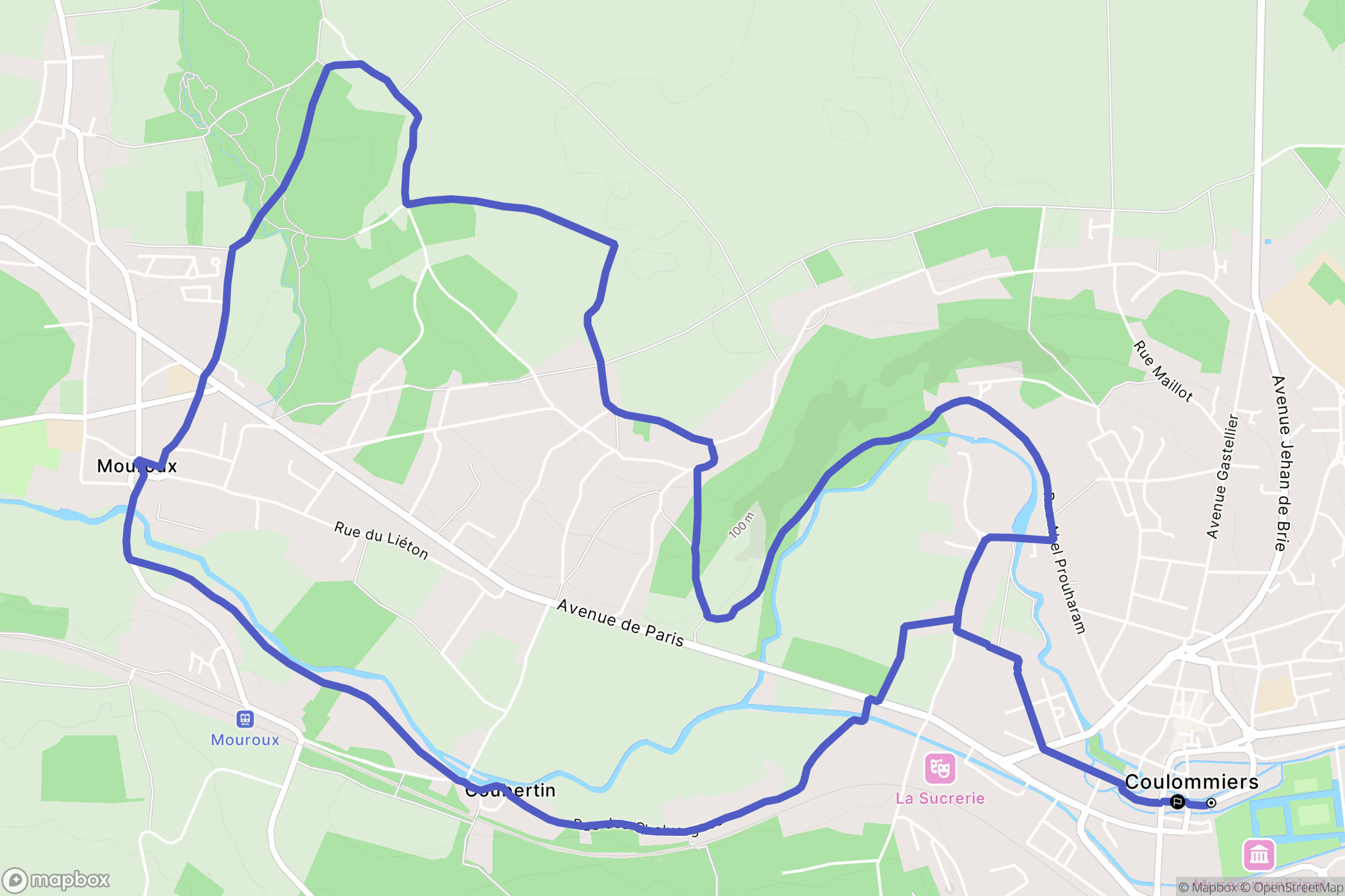 Coulommiers : carte du parcours de randonnée - France