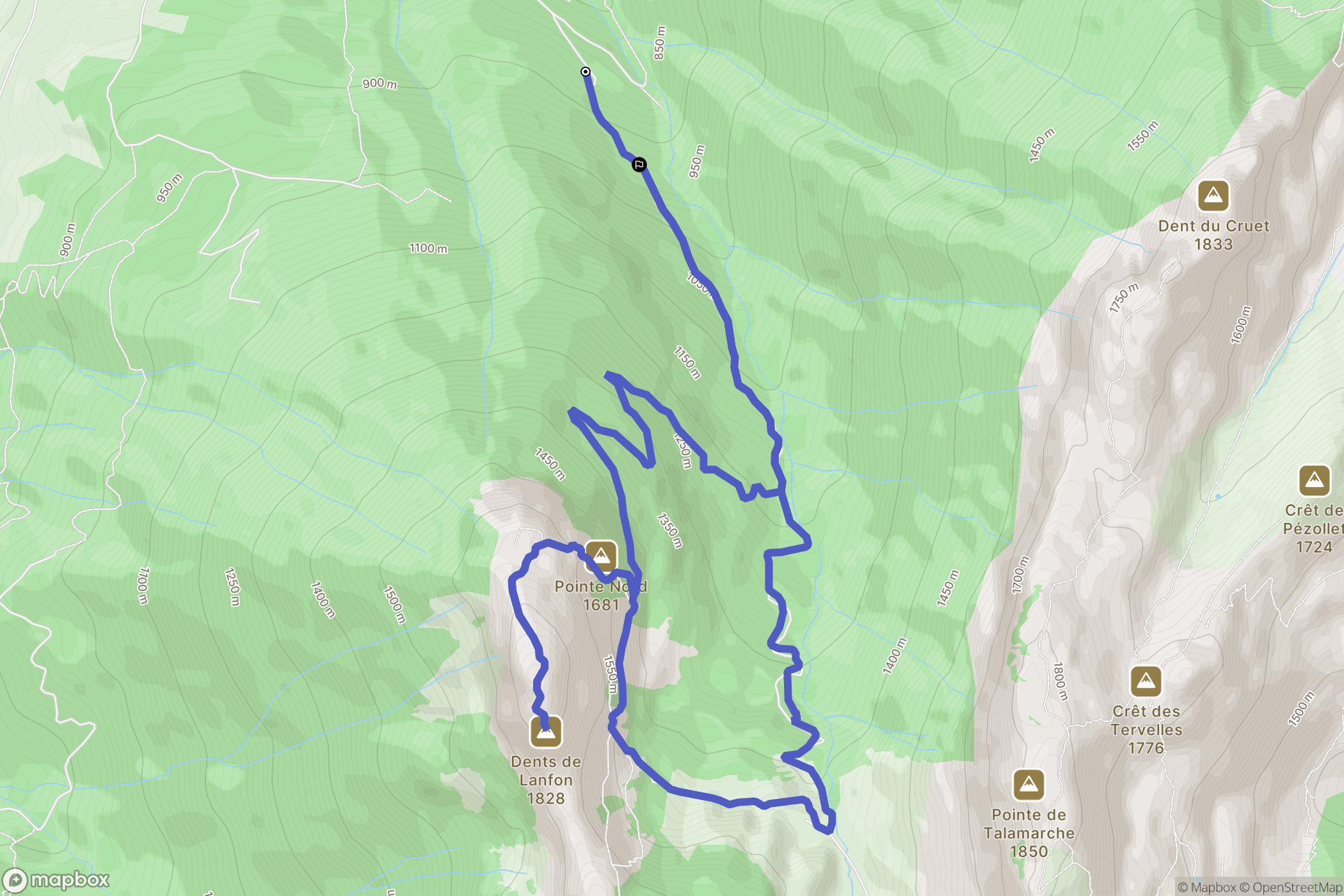 Alex : carte du parcours de randonnée - France