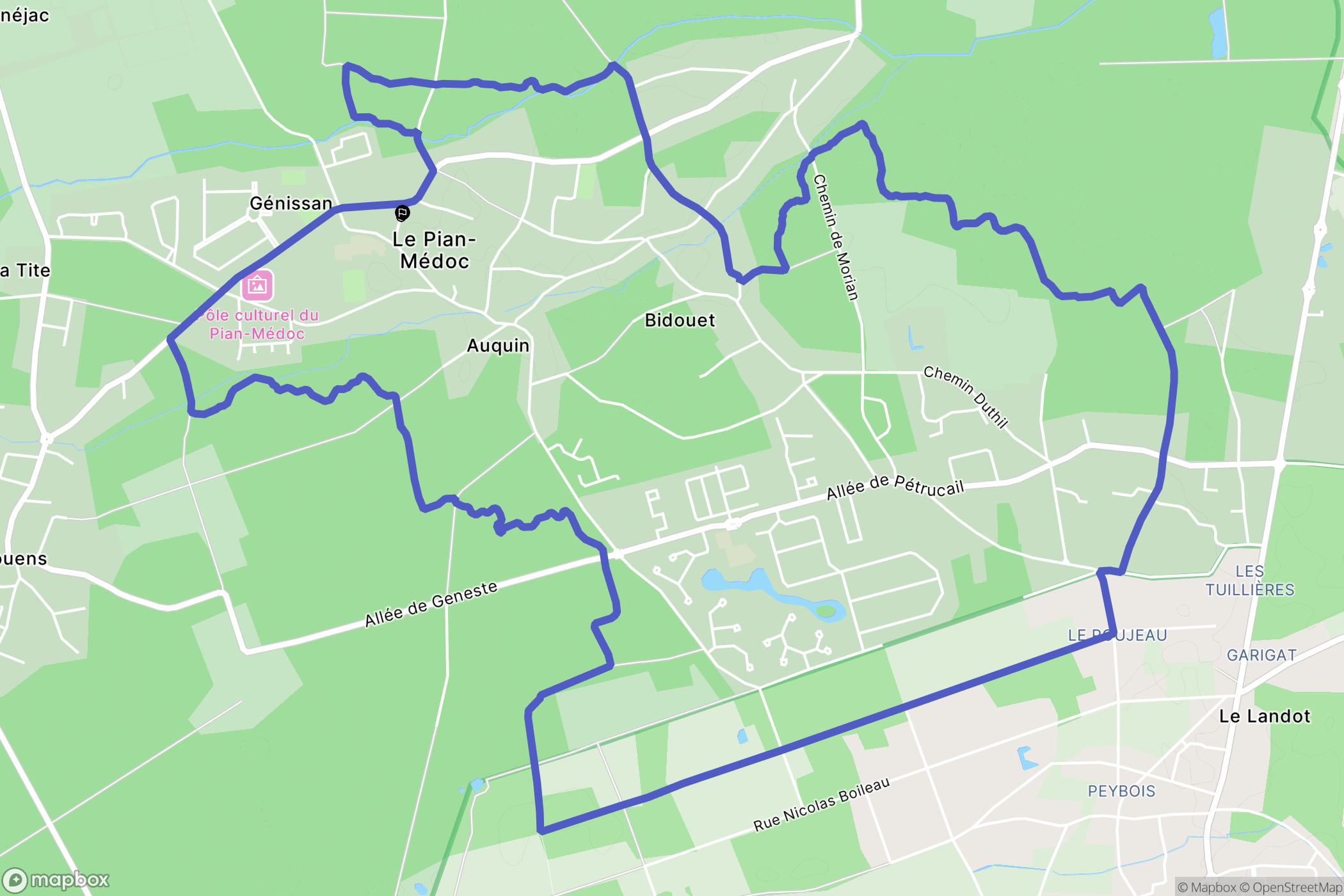 Le Pian-Médoc : carte du parcours de randonnée - France