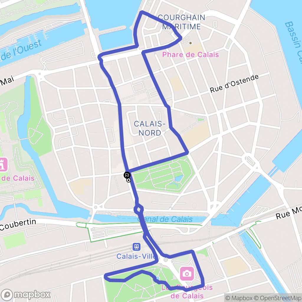 Calais : carte du parcours de randonnée - France