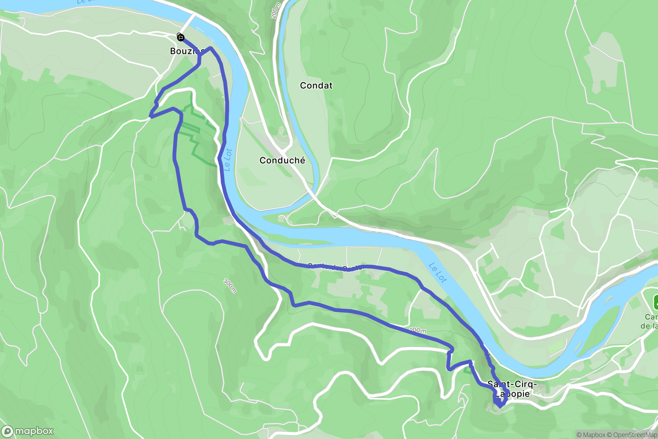 Bouziès : carte du parcours de randonnée - France