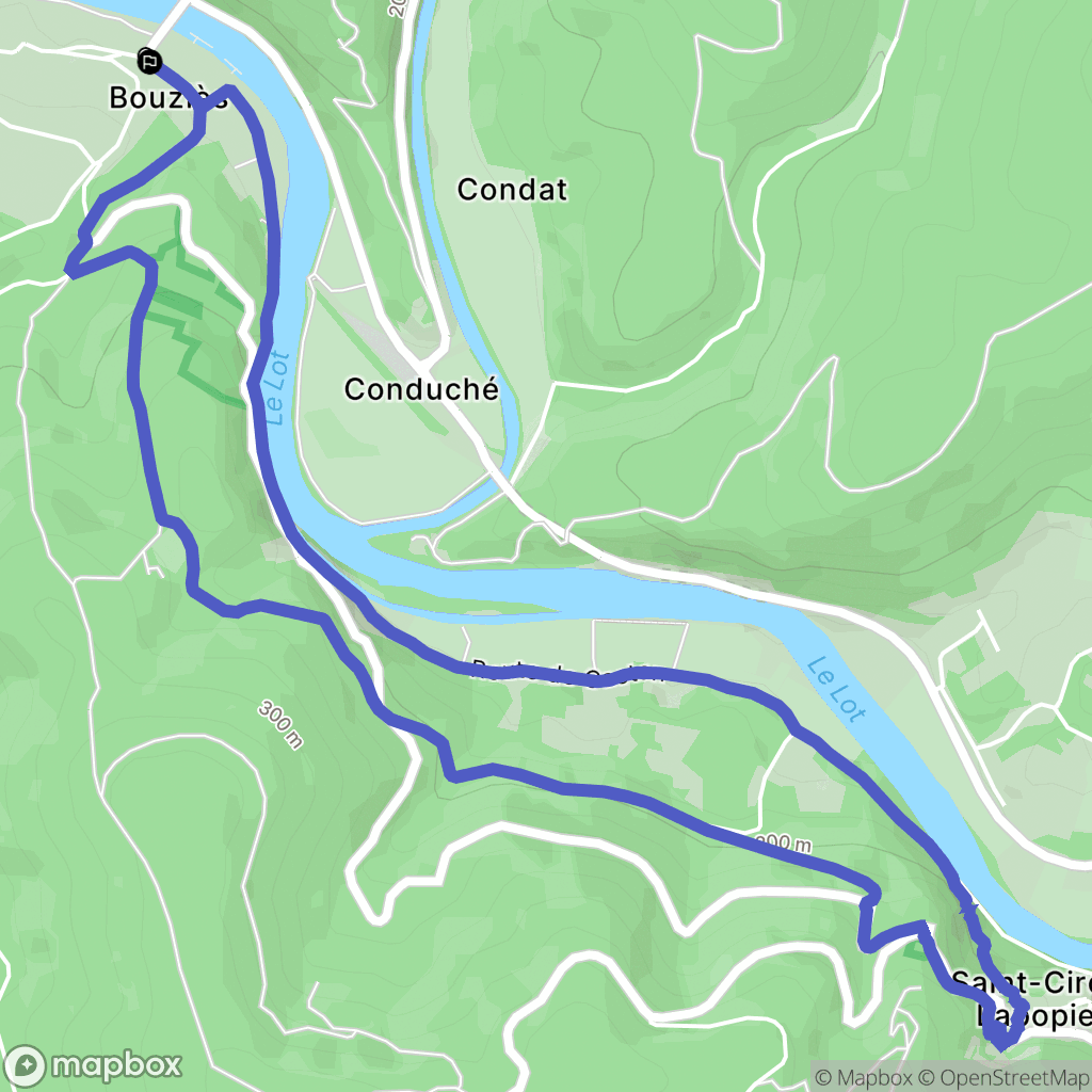 Bouziès : carte du parcours de randonnée - France