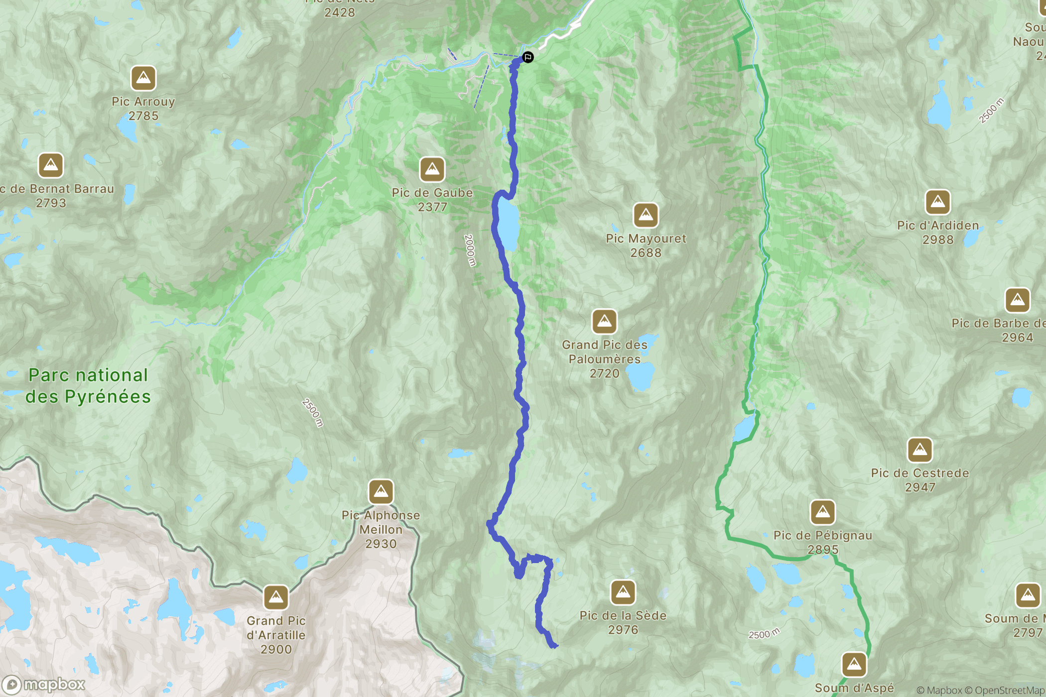 Cauterets : carte du parcours de randonnée - France
