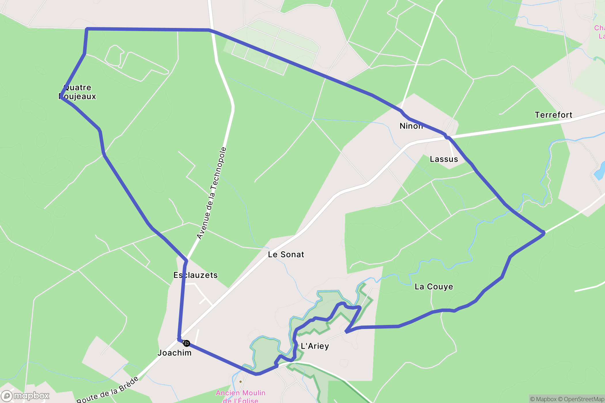 Saucats : carte du parcours de randonnée - France
