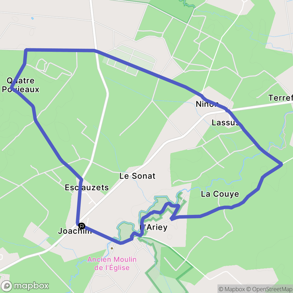 Saucats : carte du parcours de randonnée - France