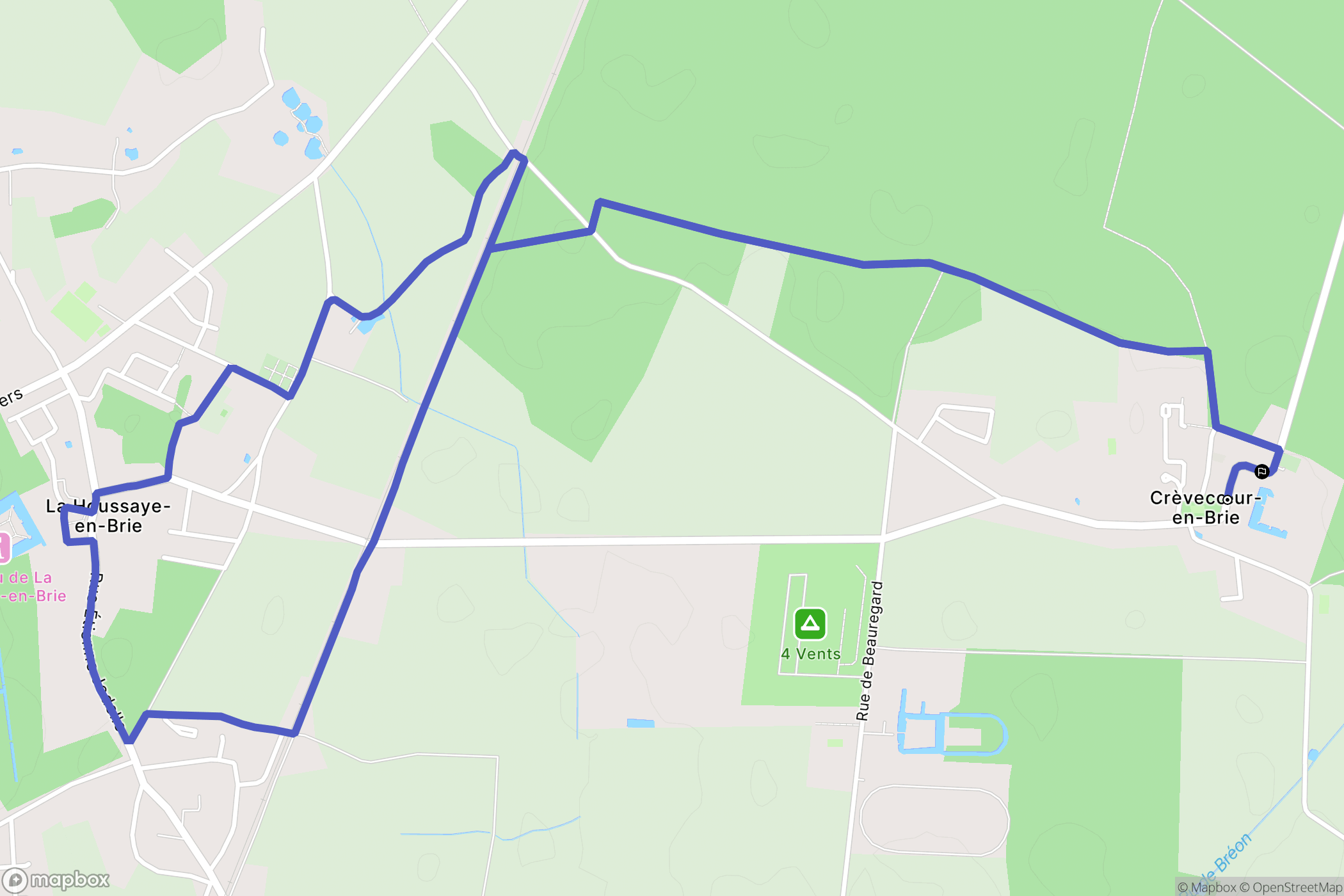 Crèvecœur-en-Brie : carte du parcours de randonnée - France