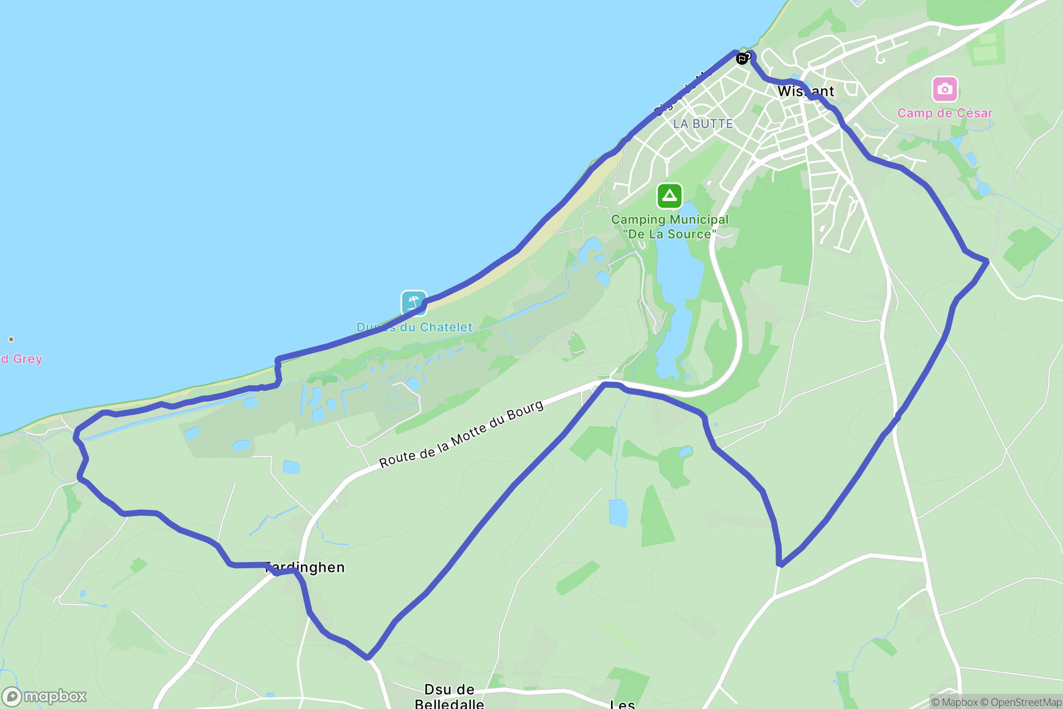 Wissant : carte du parcours de randonnée - France
