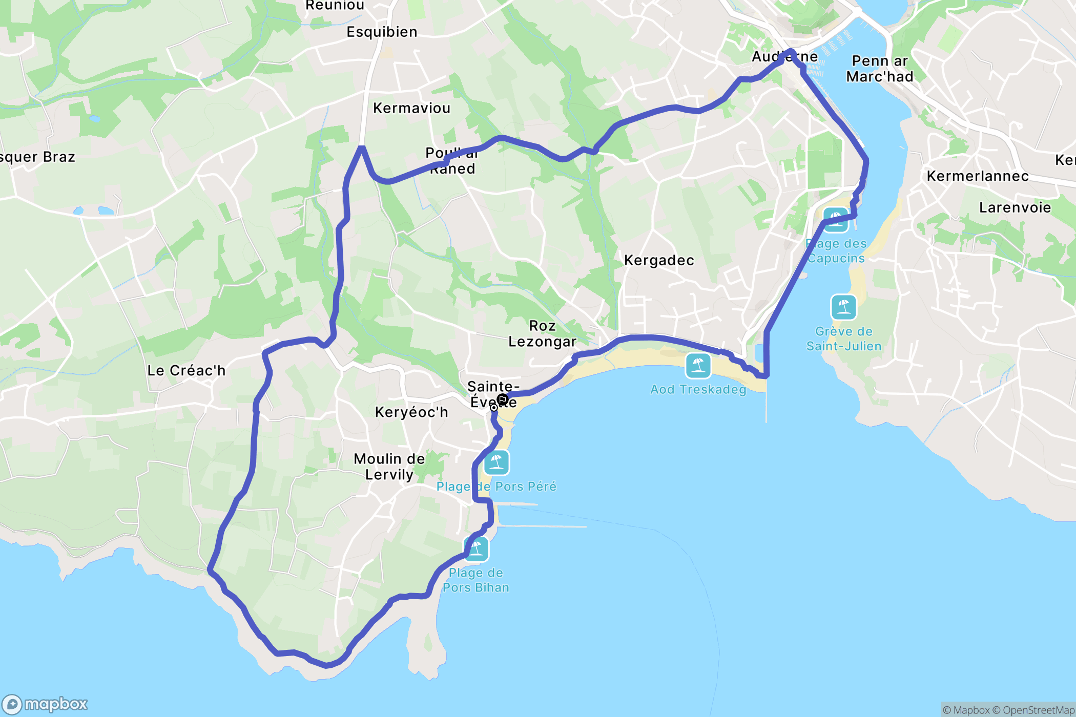Esquibien : carte du parcours de randonnée - France