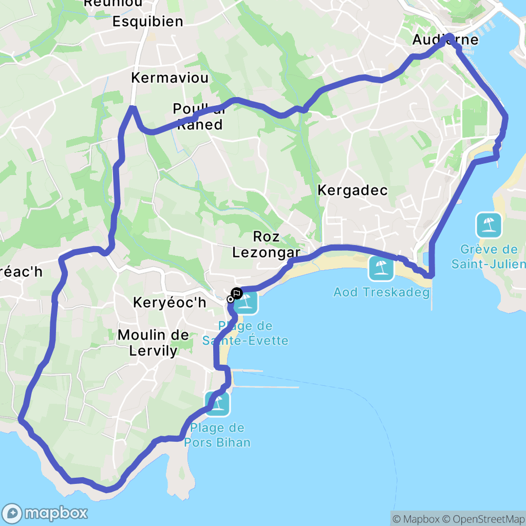 Esquibien : carte du parcours de randonnée - France