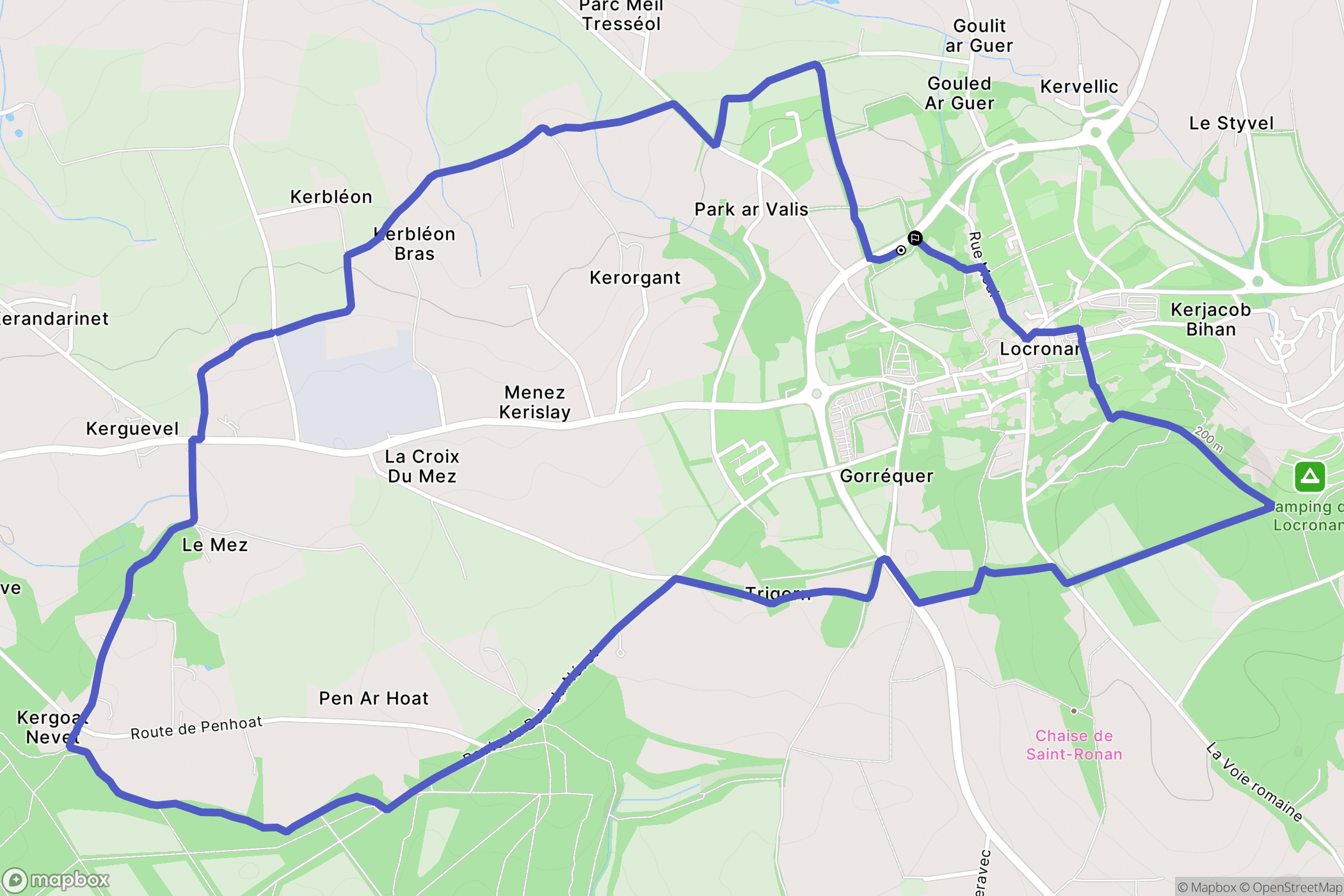 Locronan : carte du parcours de randonnée - France