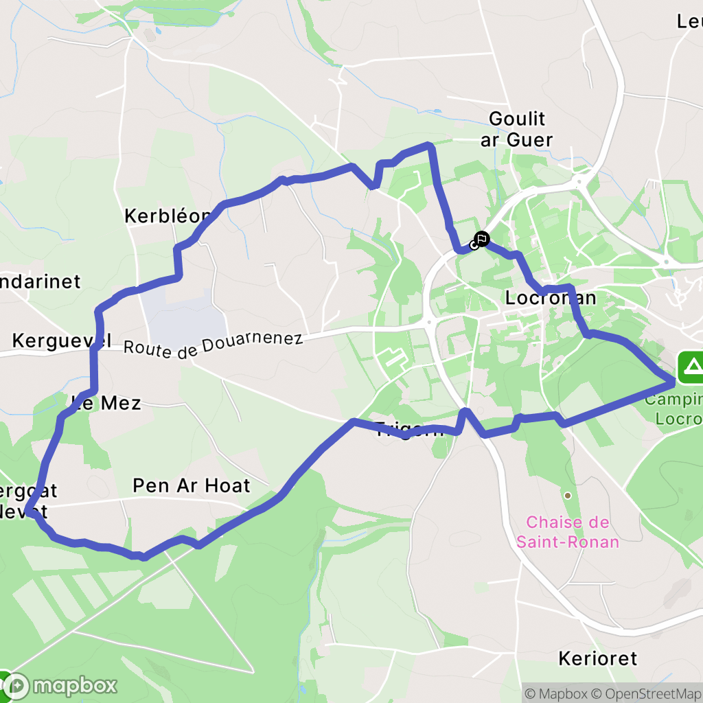 Locronan : carte du parcours de randonnée - France
