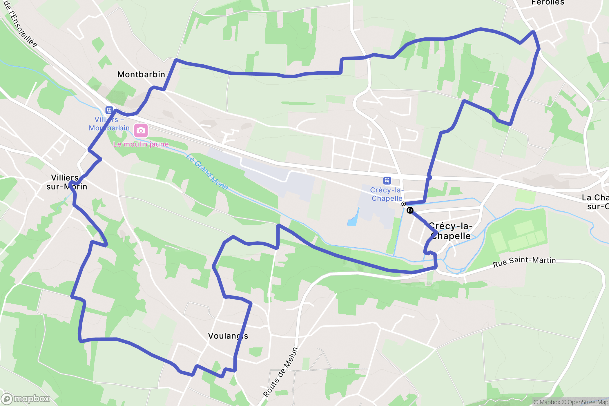 Crécy-la-Chapelle : carte du parcours de randonnée - France
