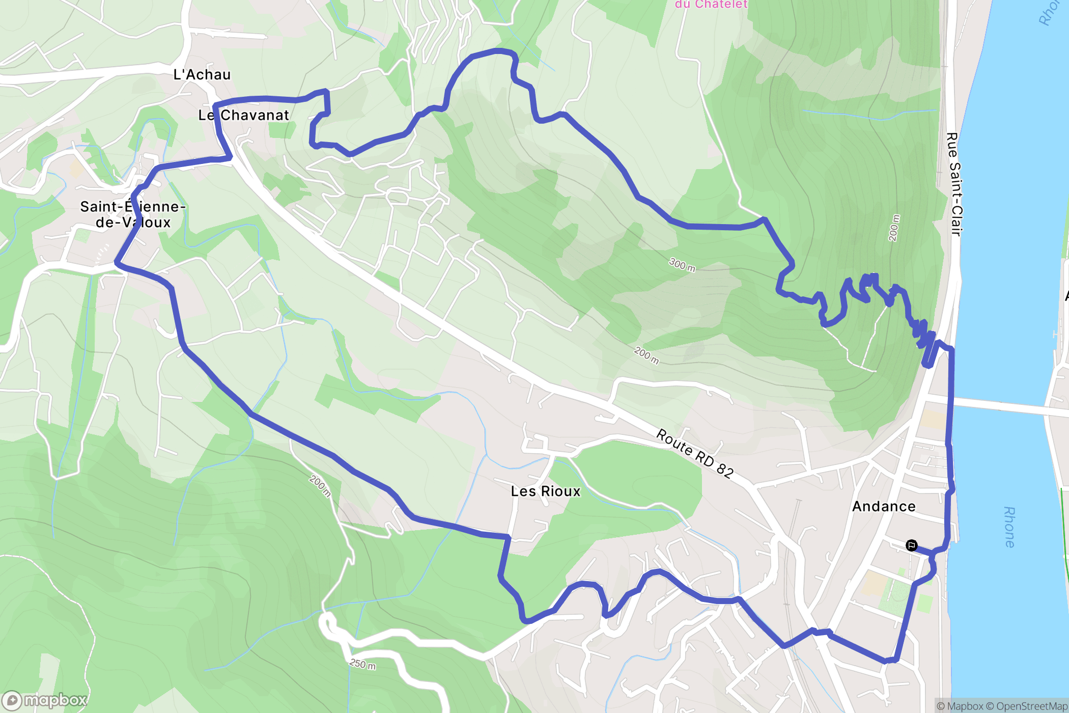 Andance : carte du parcours de randonnée - France