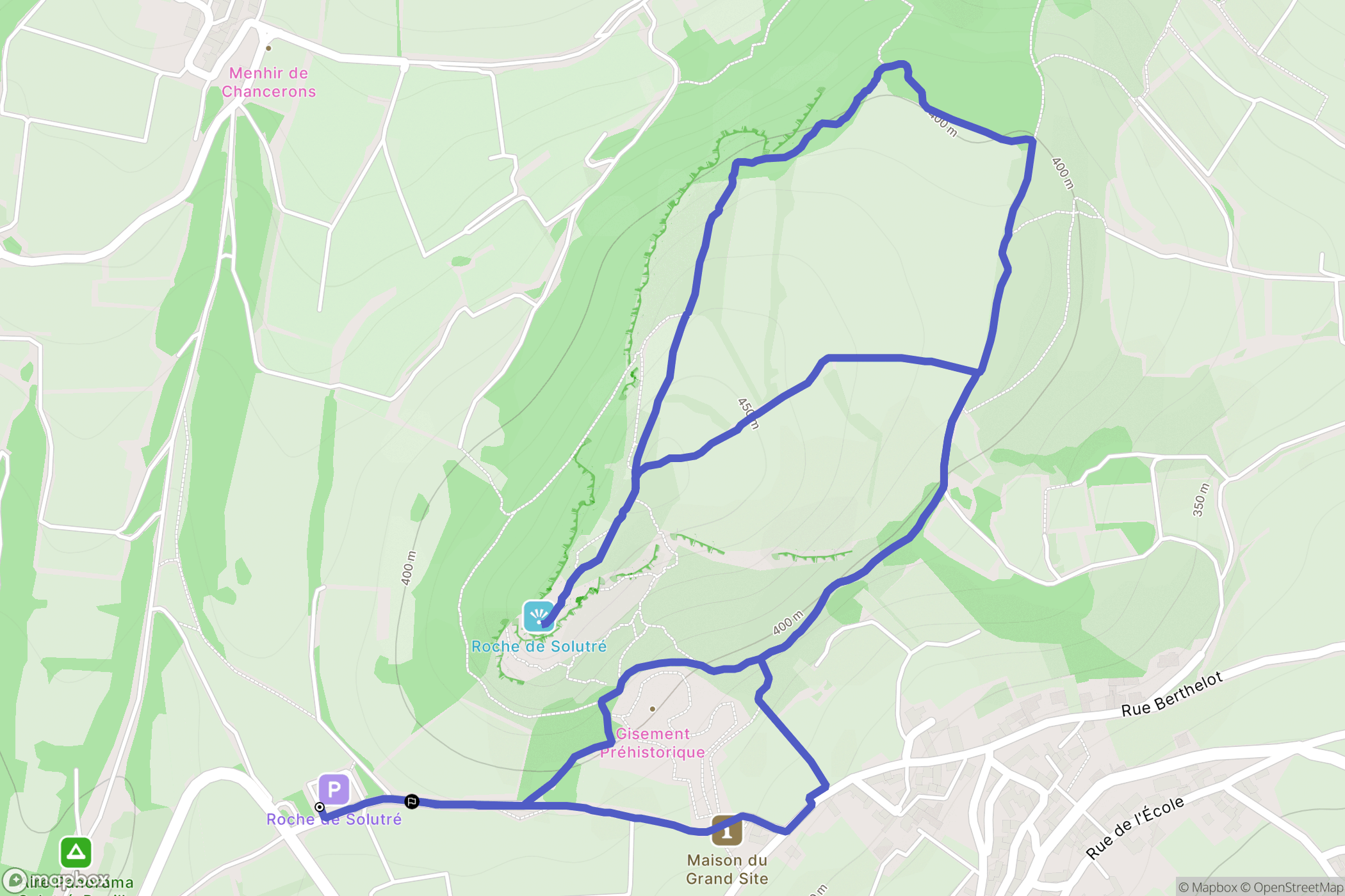 Solutré-Pouilly : carte du parcours de randonnée - France