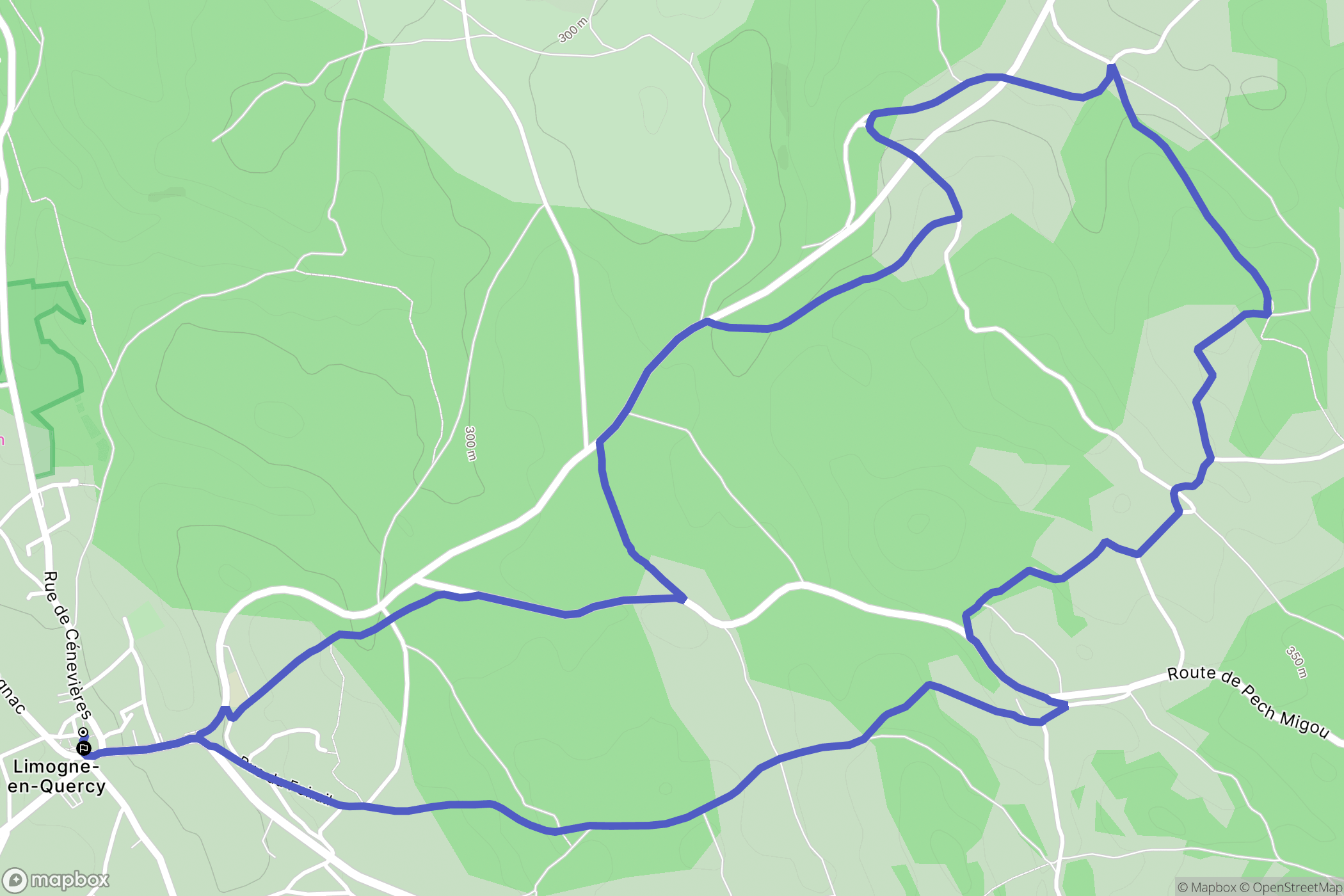 Limogne-en-Quercy : carte du parcours de randonnée - France