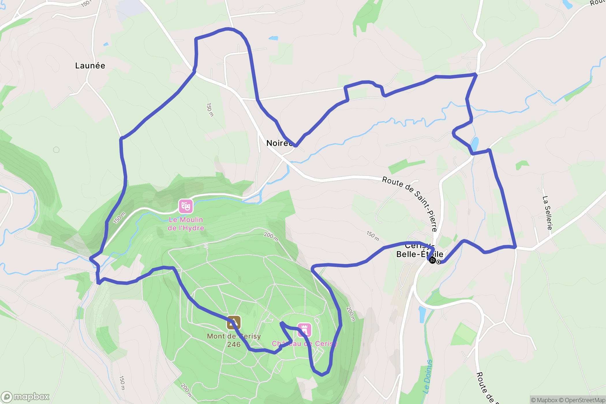 Cerisy-Belle-Étoile : carte du parcours de randonnée - France