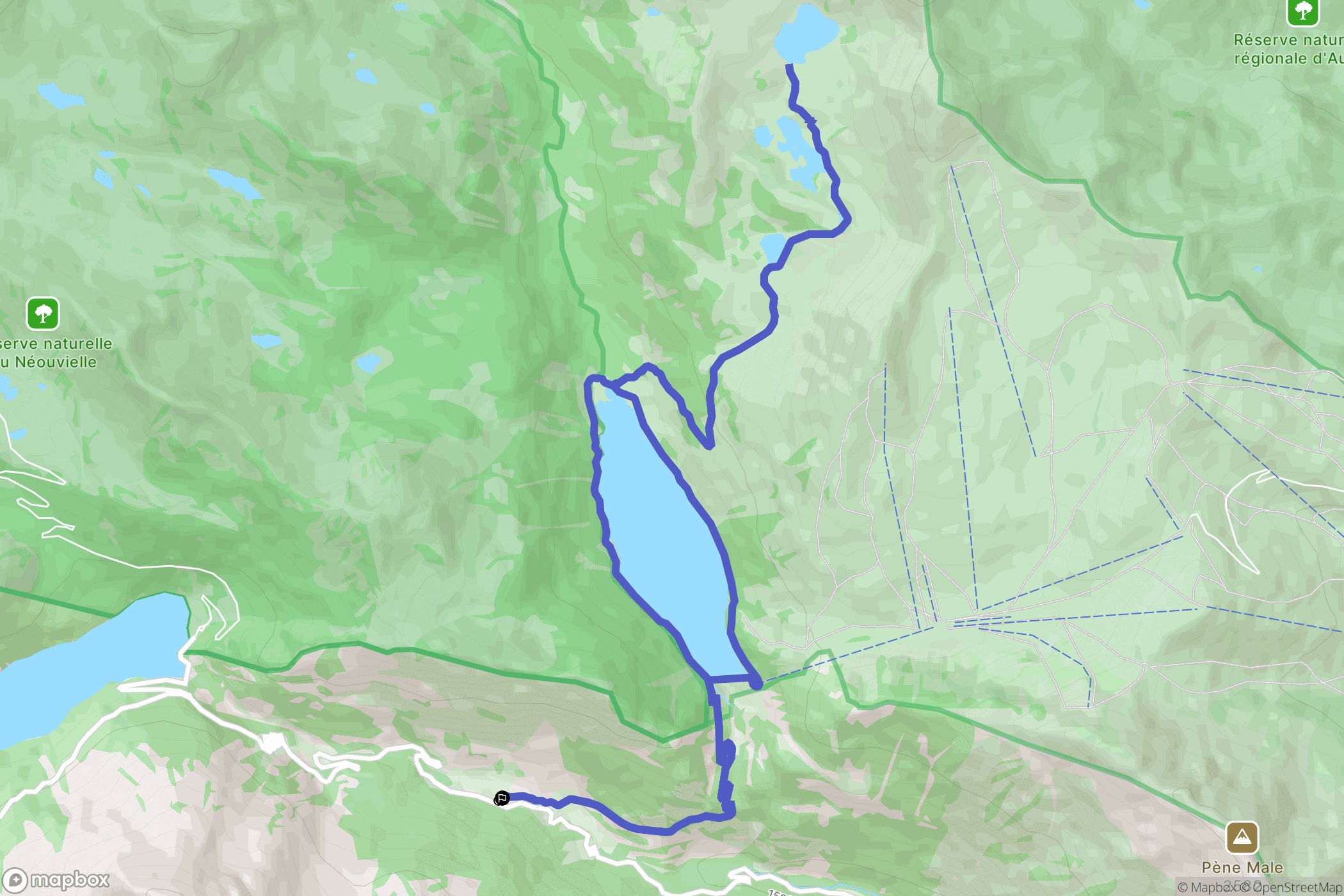 Aragnouet : carte du parcours de randonnée - France