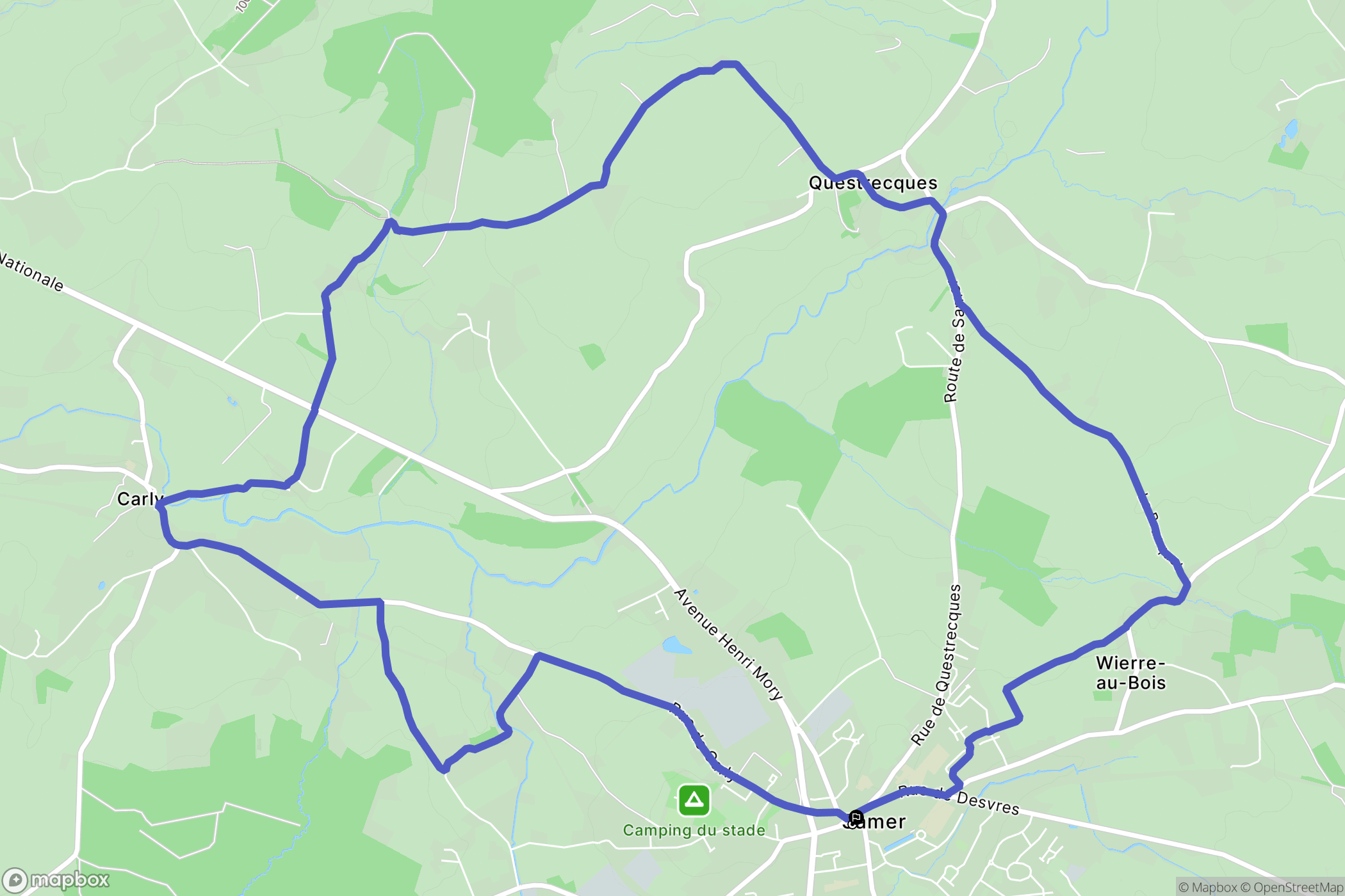 Samer : carte du parcours de randonnée - France