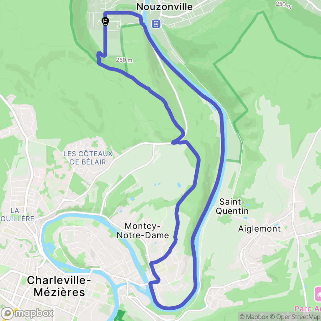 Charleville-Mézières : carte du parcours de randonnée - France