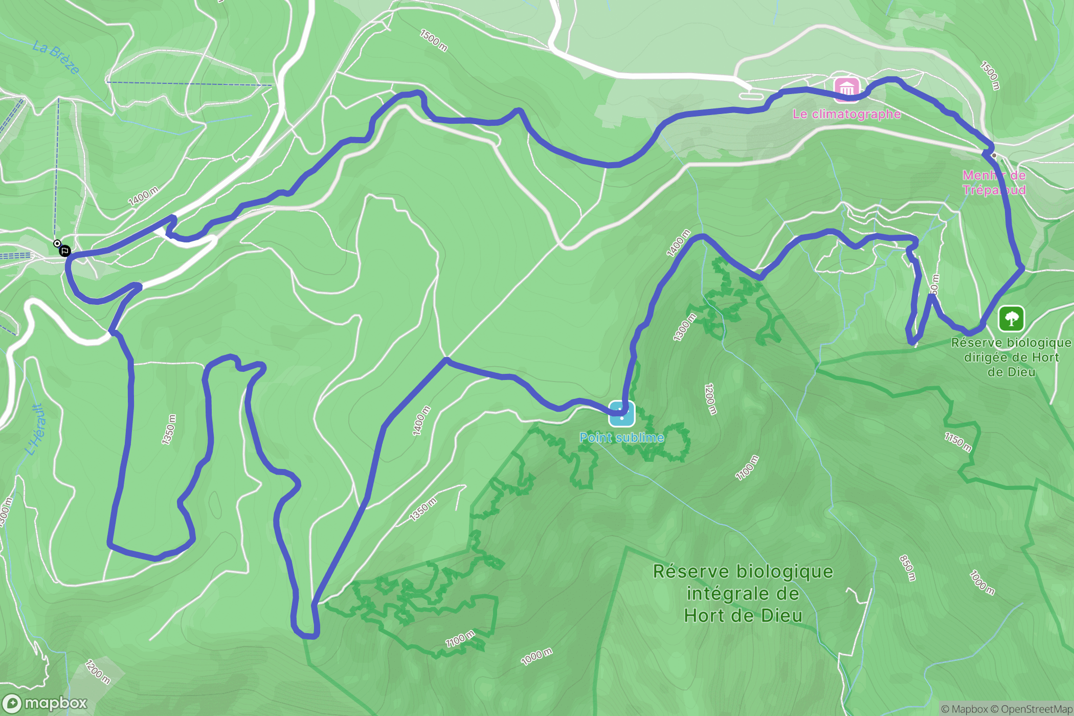 Prat-Peyrot : carte du parcours de randonnée - France