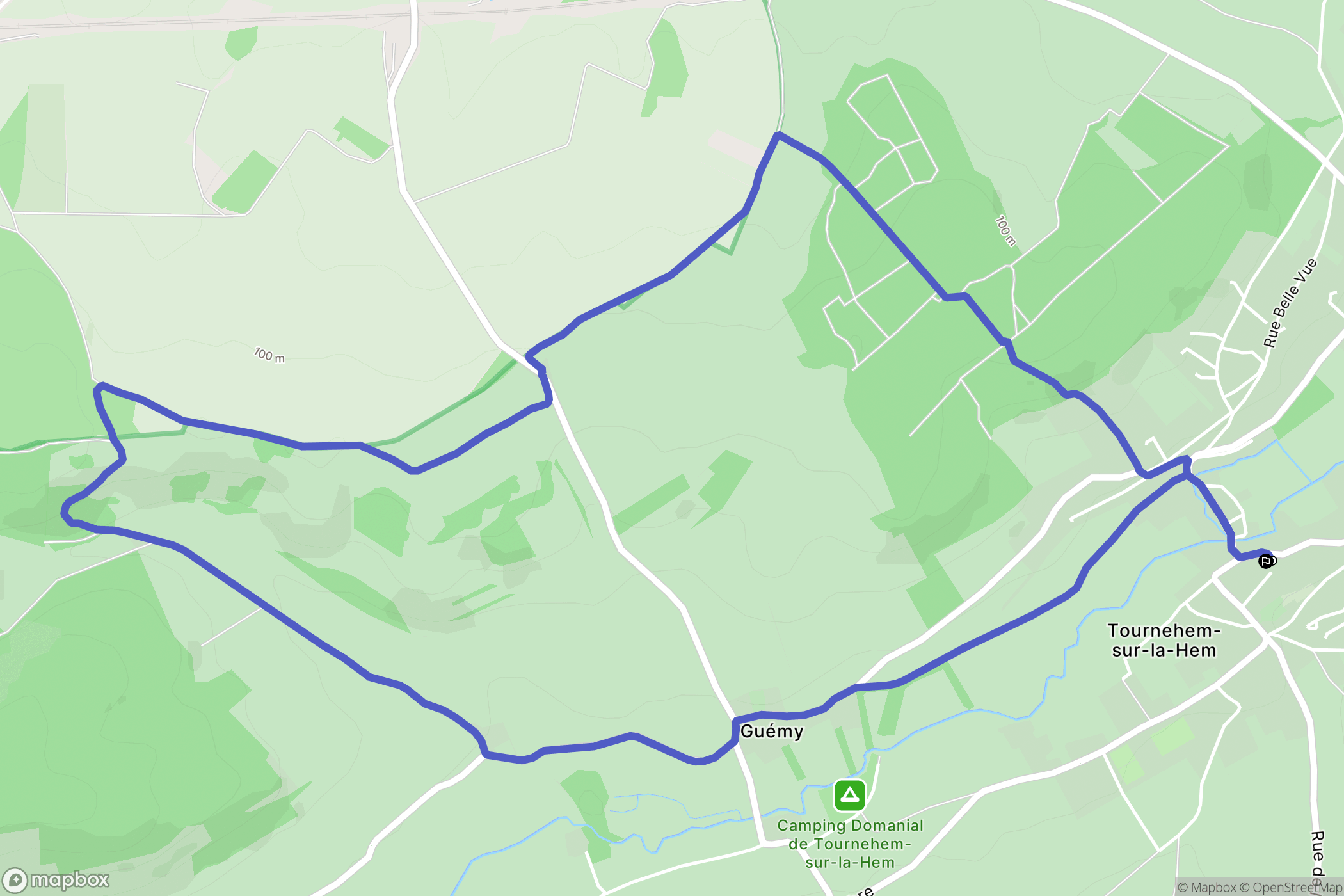 Tournehem-sur-la-Hem : carte du parcours de randonnée - France