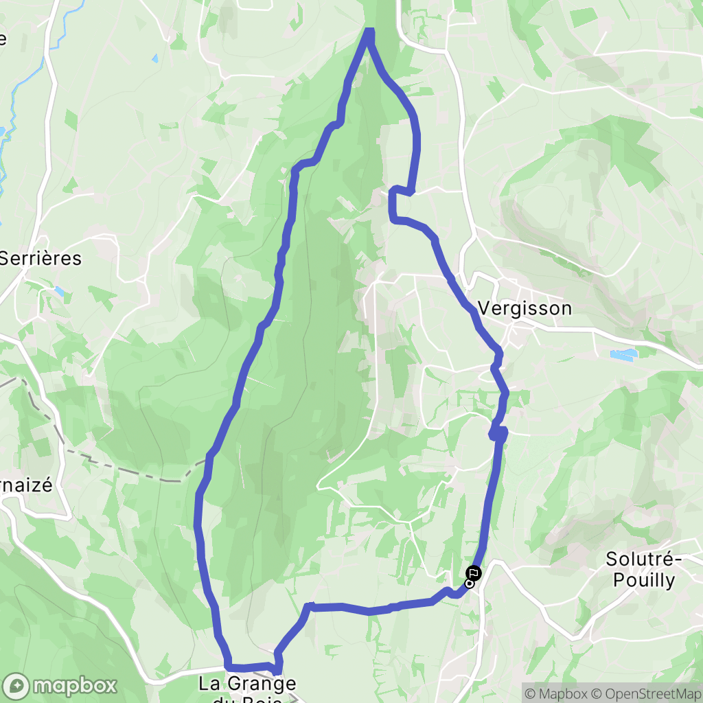 Solutré-Pouilly : carte du parcours de randonnée - France