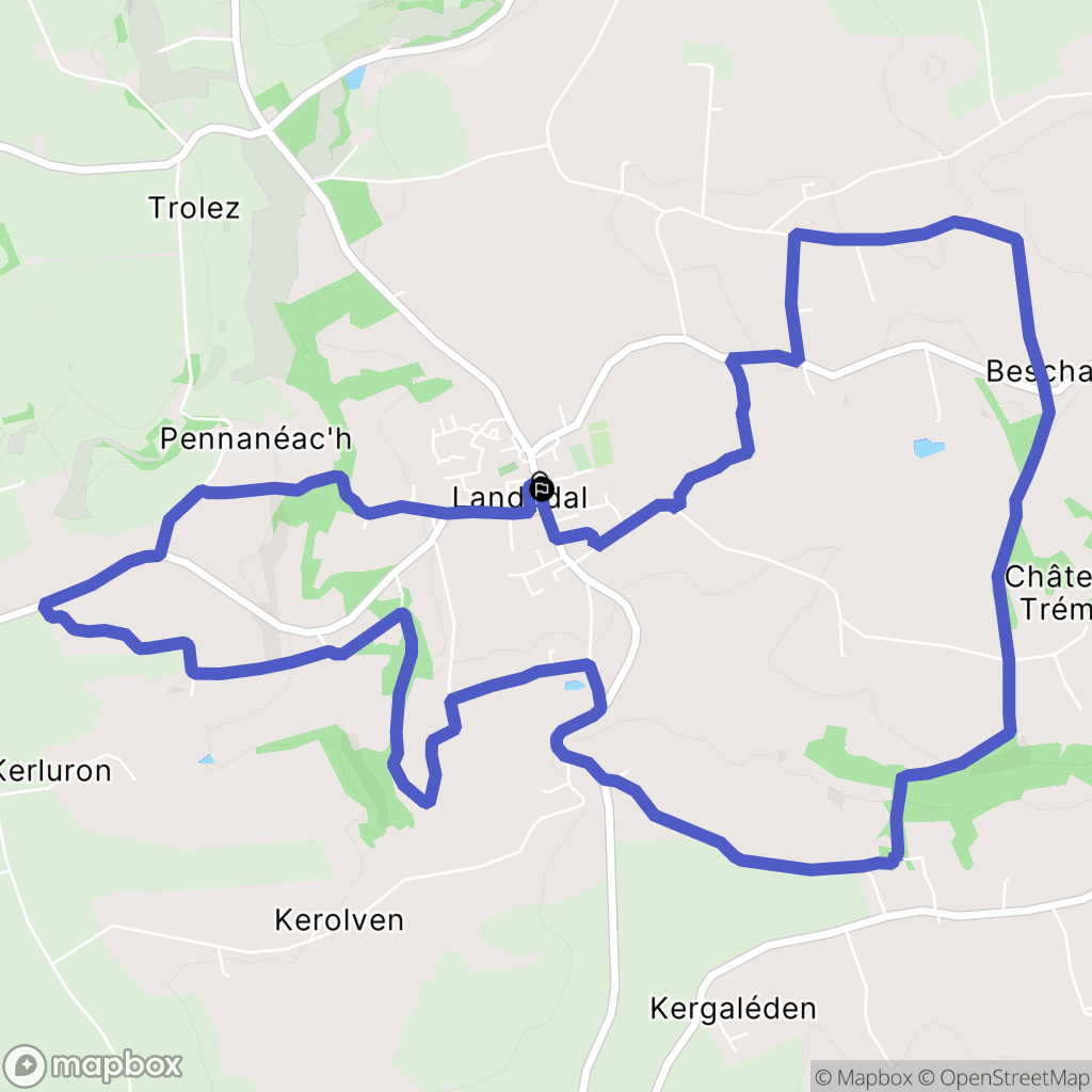 Landudal : carte du parcours de randonnée - France